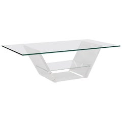 Midcentury Acrylic and Glass Coffee Table Designed by David Lange
