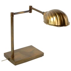 Midcentury Adjustable Brass Clam Reading Lamp by Chapman