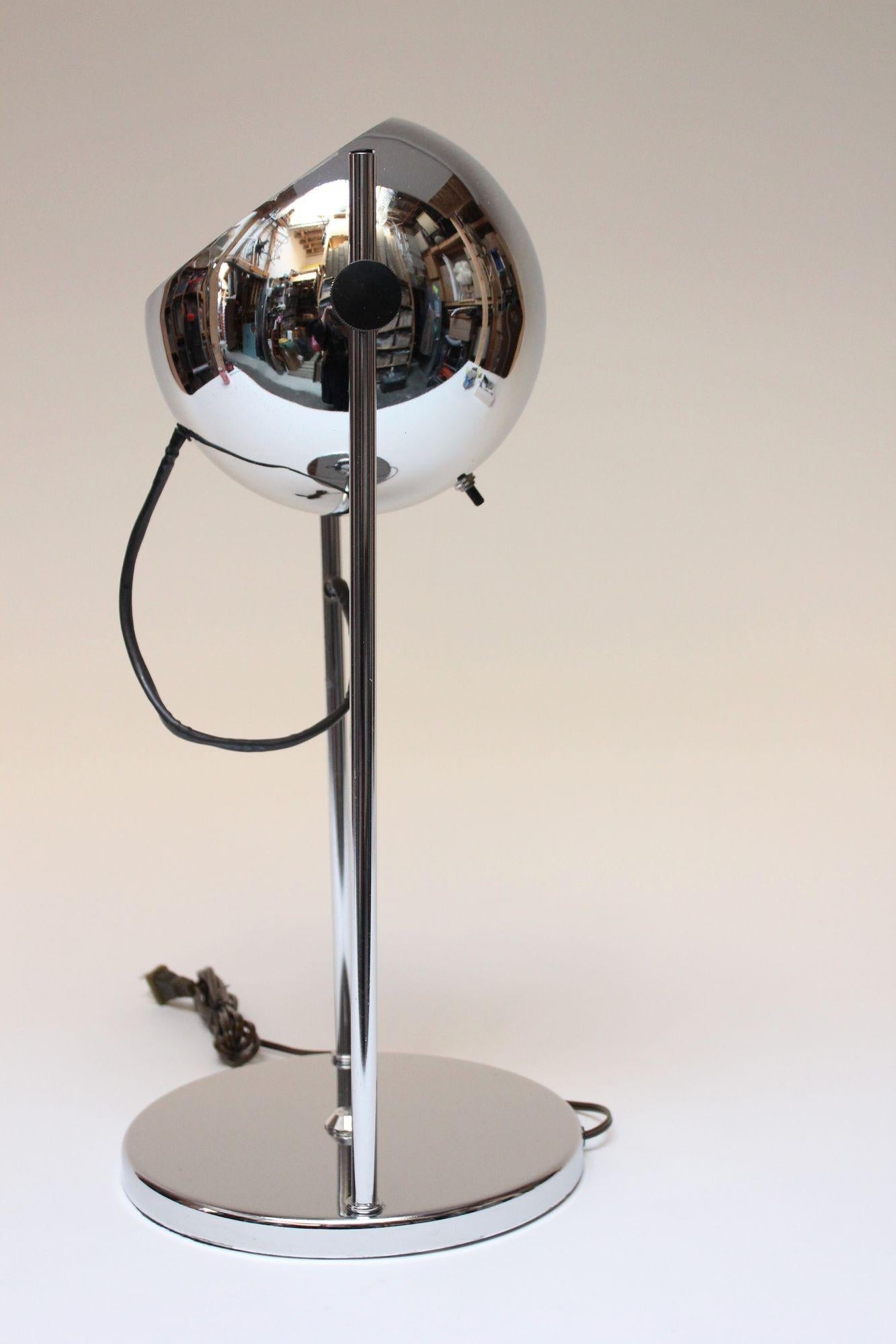 Midcentury Adjustable Chrome Eyeball Table Lamp For Sale 12