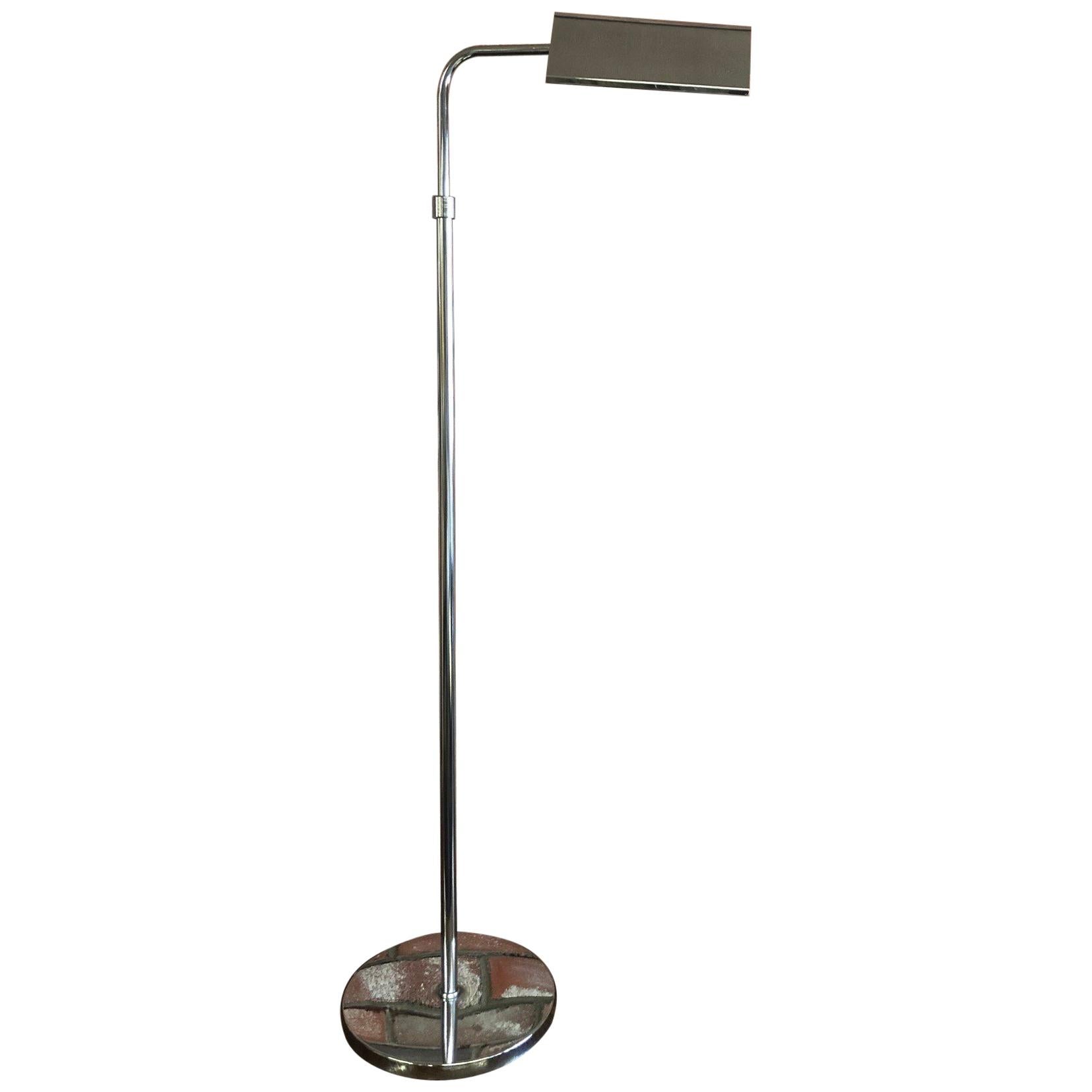Midcentury Adjustable Chrome Pharmacy Floor Lamp in the Style of Koch & Lowy For Sale