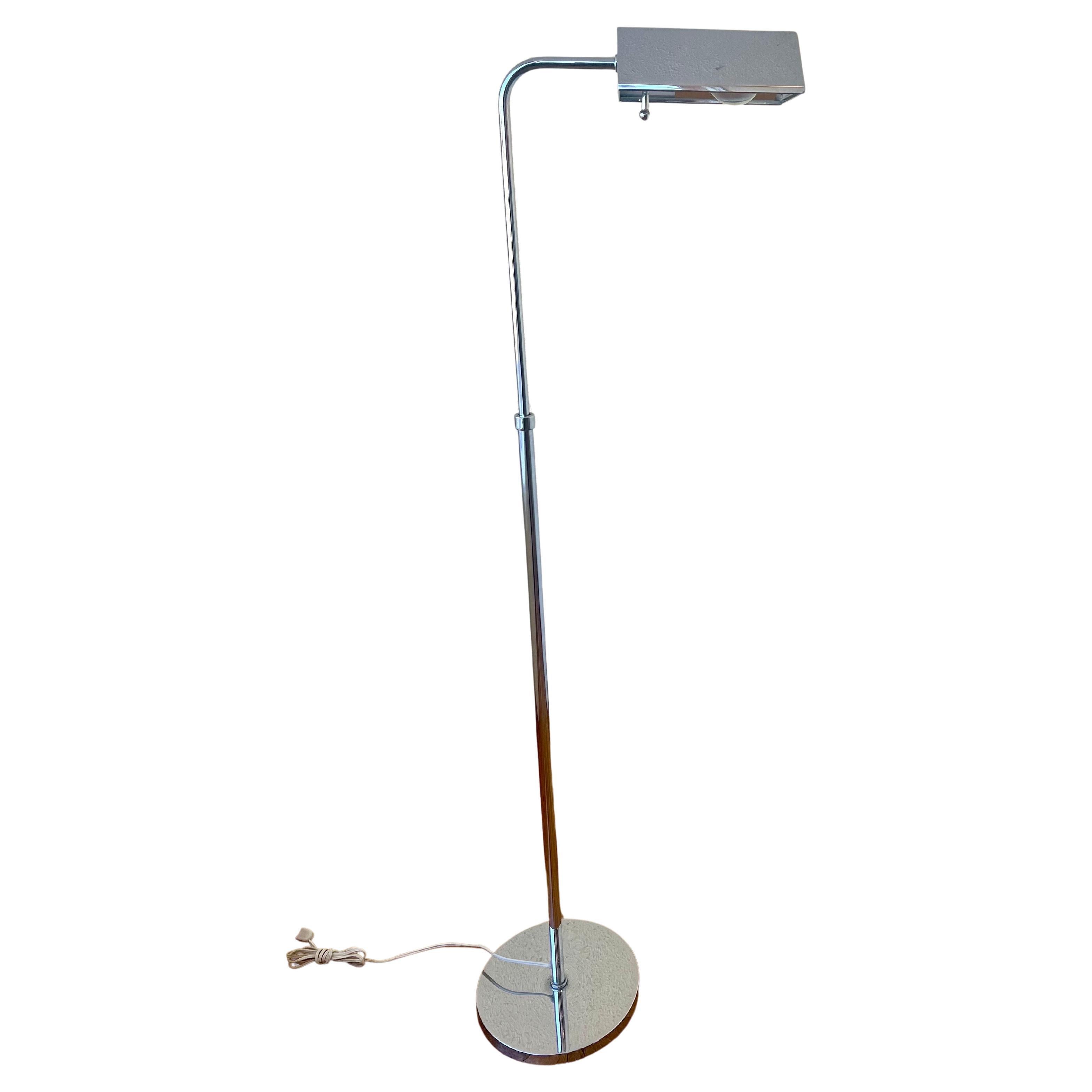 Midcentury Adjustable Chrome Pharmacy Floor Lamp in the Style of Ralph Lauren