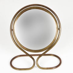 Midcentury Adjustable Double-Sided Brass Vanity Italian Table Mirror, 1960s