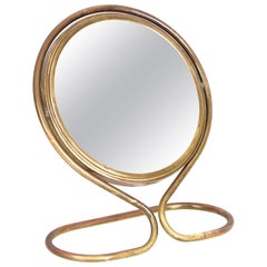 Midcentury Adjustable Double-Sided Brass Vanity Italian Table Mirror, 1960s