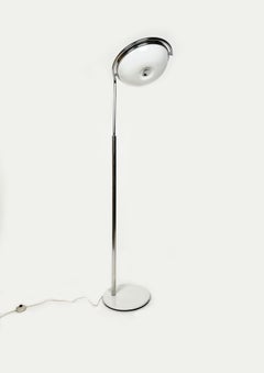 Midcentury Adjustable Floor Lamp in Chrome & Plexiglass by Reggiani, Italy 1970s
