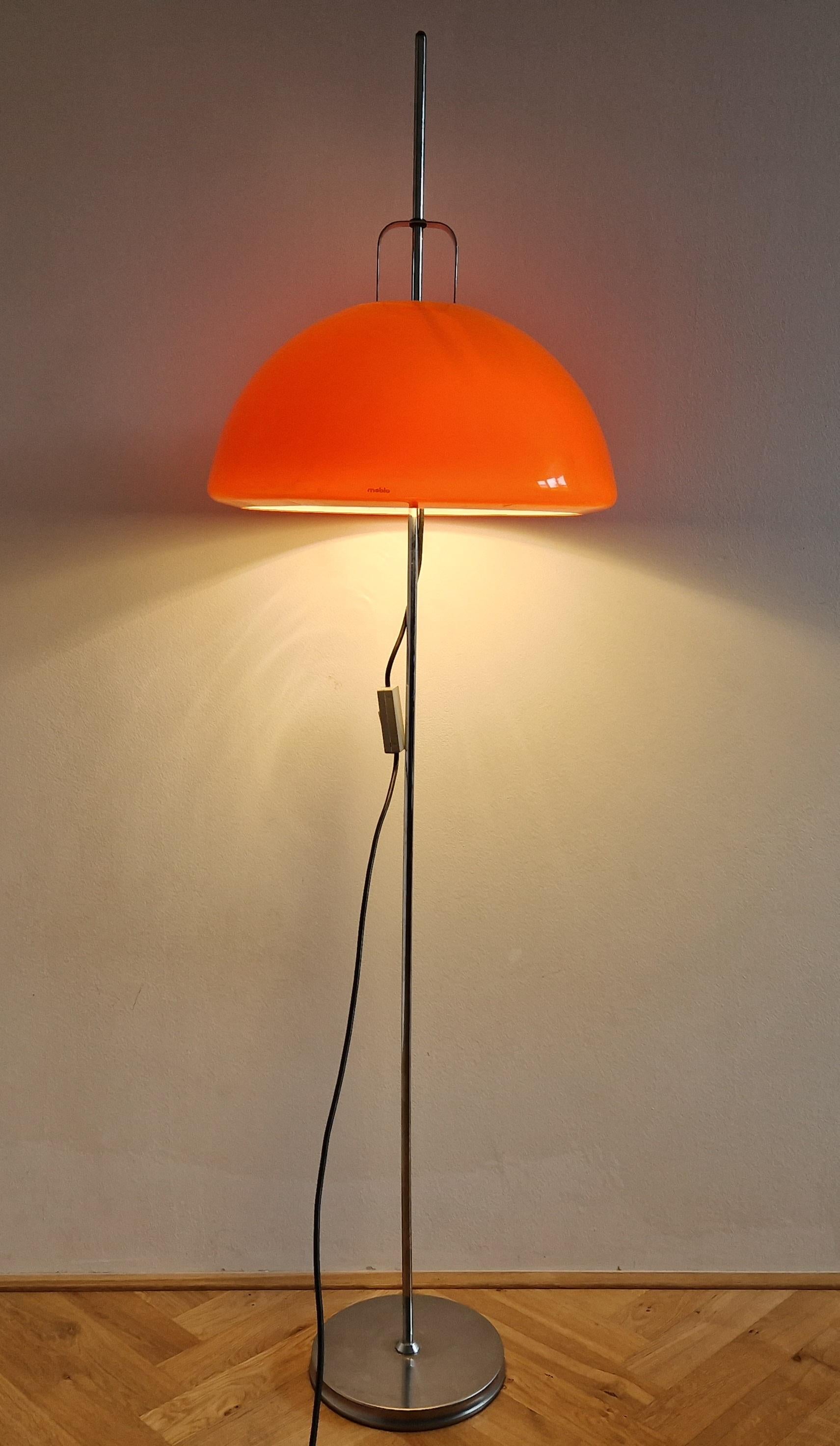 Midcentury Adjustable Floor Lamp Meblo, Harvey Guzzini, Mushroom, Italy, 1970s For Sale 4
