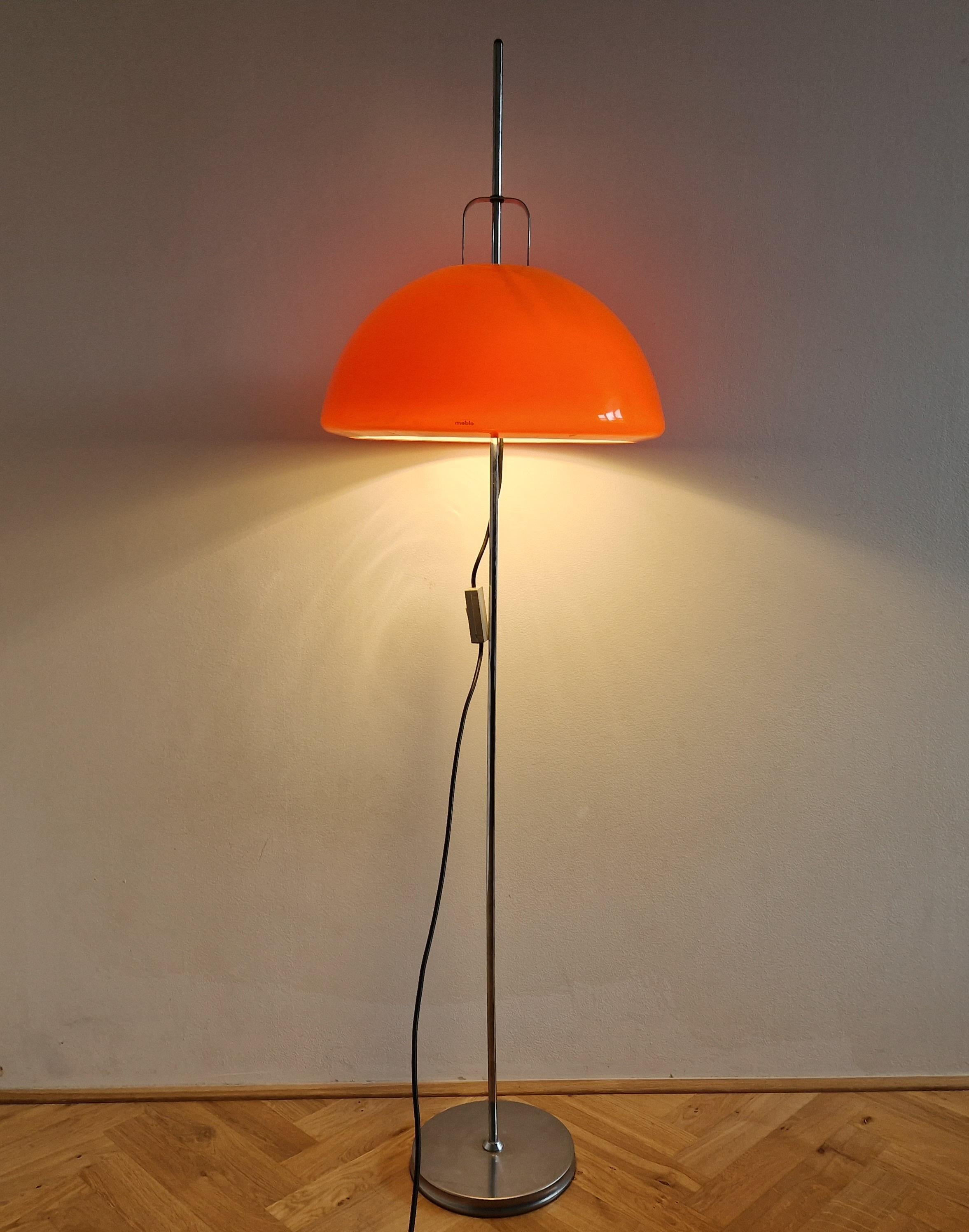 Midcentury Adjustable Floor Lamp Meblo, Harvey Guzzini, Mushroom, Italy, 1970s For Sale 6