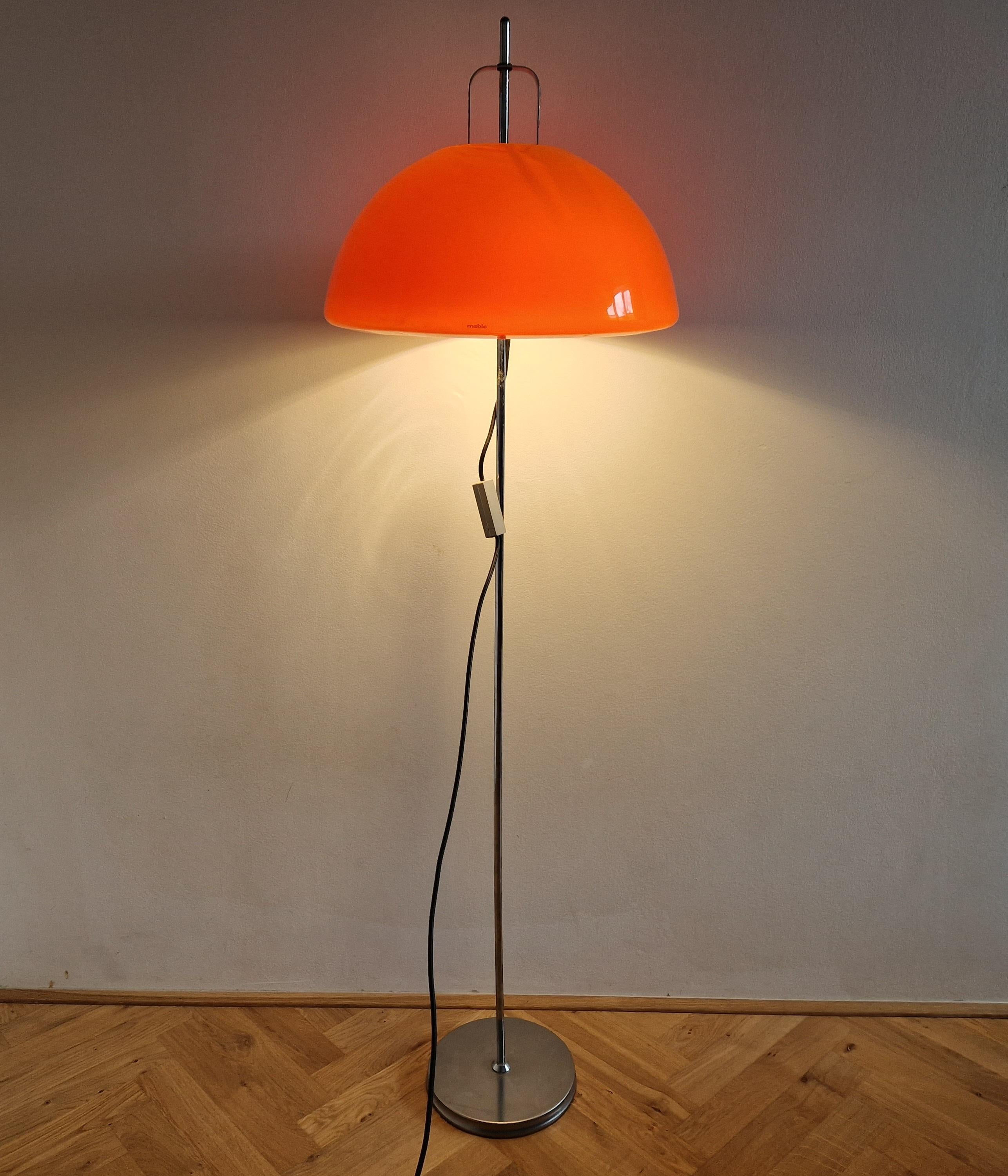 Midcentury Adjustable Floor Lamp Meblo, Harvey Guzzini, Mushroom, Italy, 1970s For Sale 7