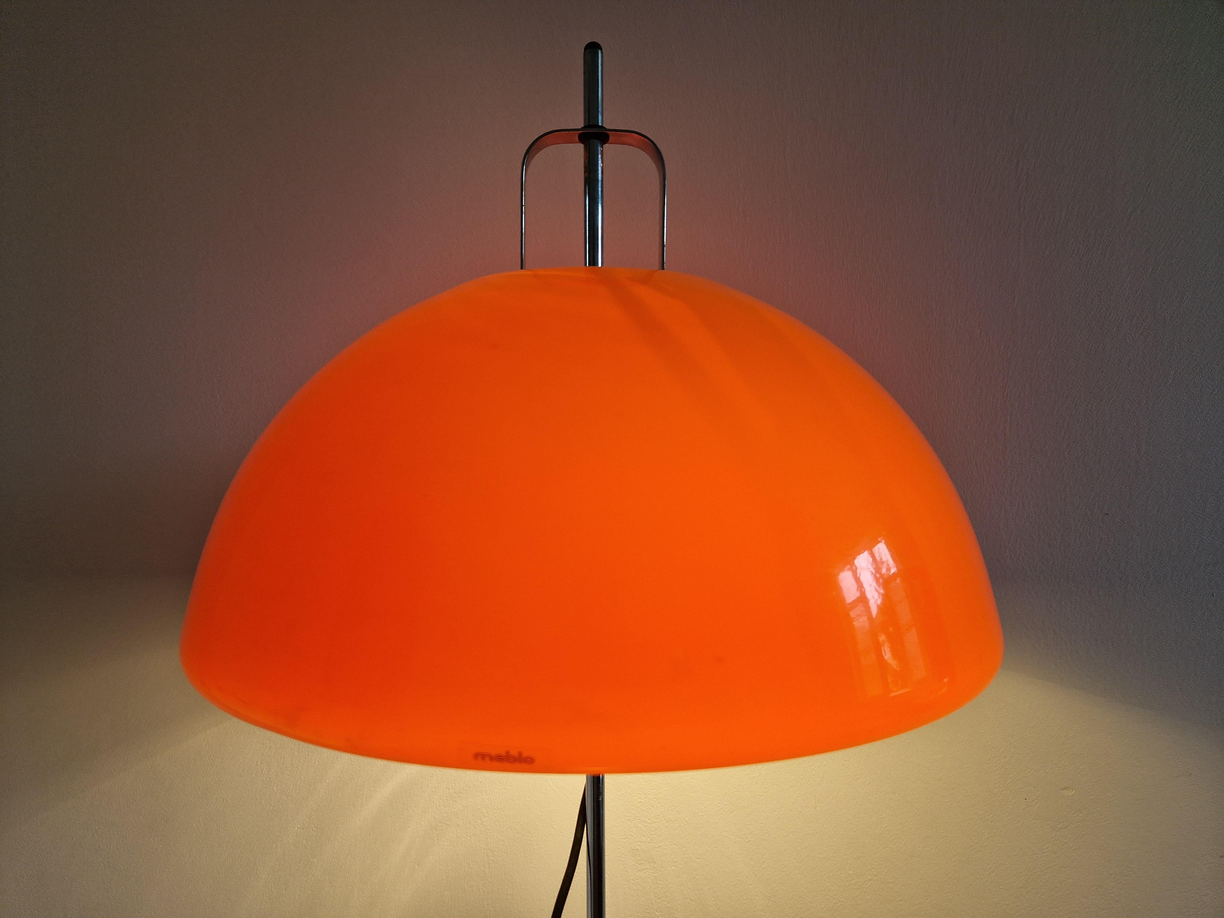 Midcentury Adjustable Floor Lamp Meblo, Harvey Guzzini, Mushroom, Italy, 1970s For Sale 8
