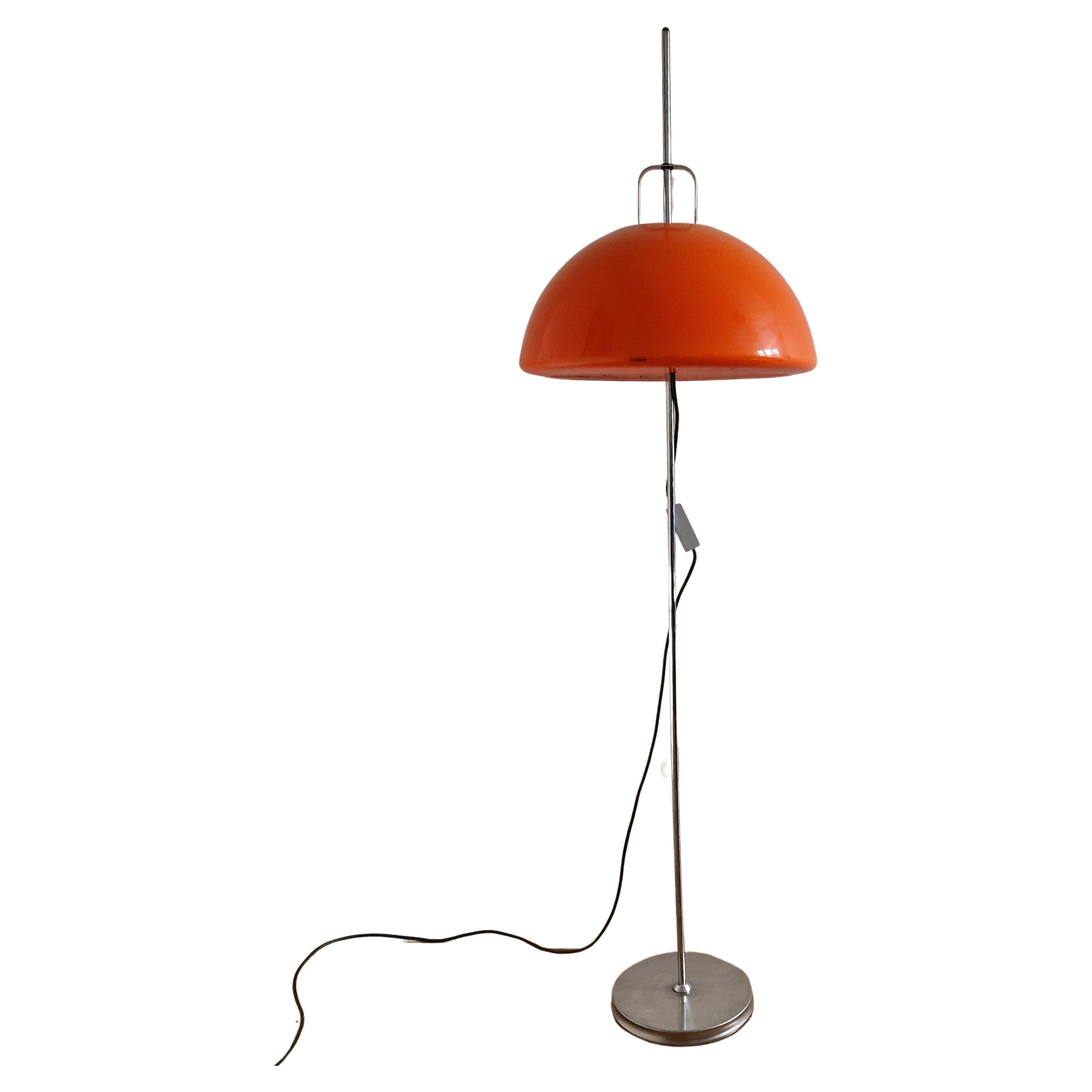 Midcentury Adjustable Floor Lamp Meblo, Harvey Guzzini, Mushroom, Italy, 1970s For Sale