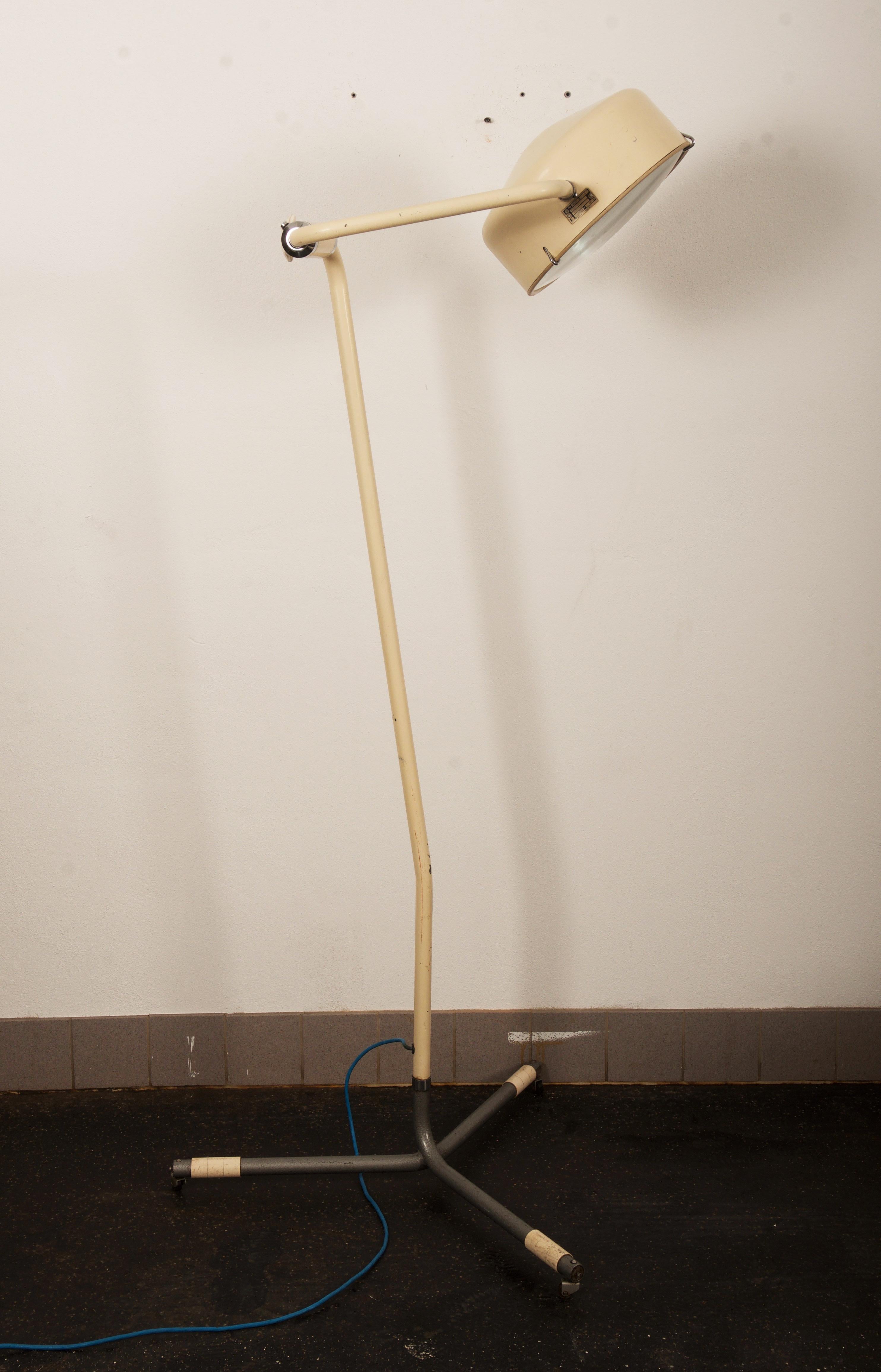 Painted Midcentury Adjustable Industrial Medical Floor Lamp For Sale