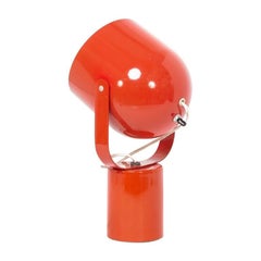 Midcentury Adjustable Red Orange Small Metal Spotlight Table Lamp