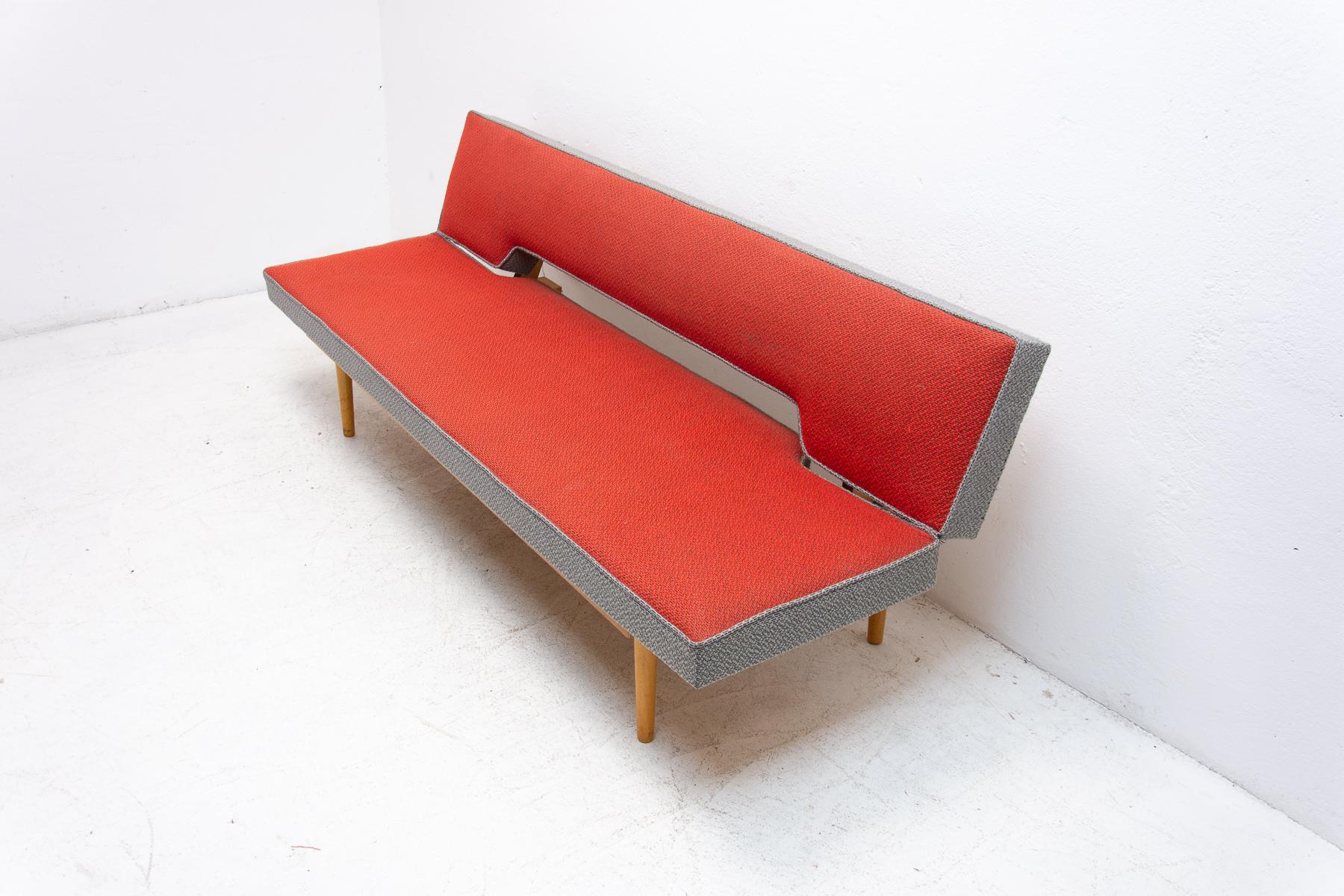 Fabric Midcentury Adjustable Sofa Bench by Miroslav Navrátil, 1960s, Czechoslovakia