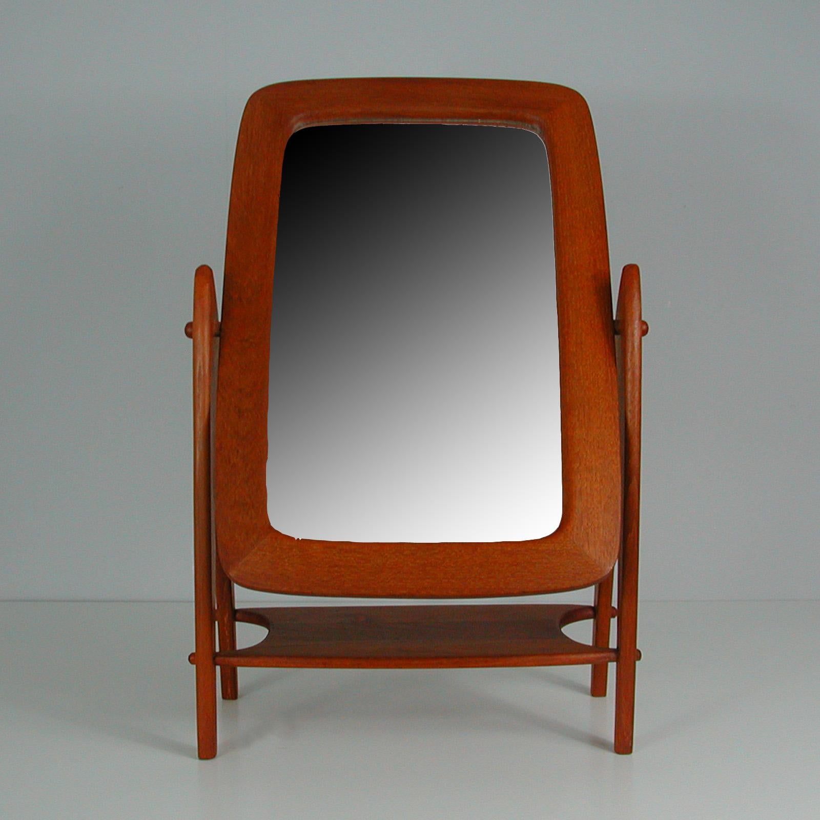 Mid-Century Adjustable Teak Table Vanity Mirror, Sweden, 1960s For Sale 1