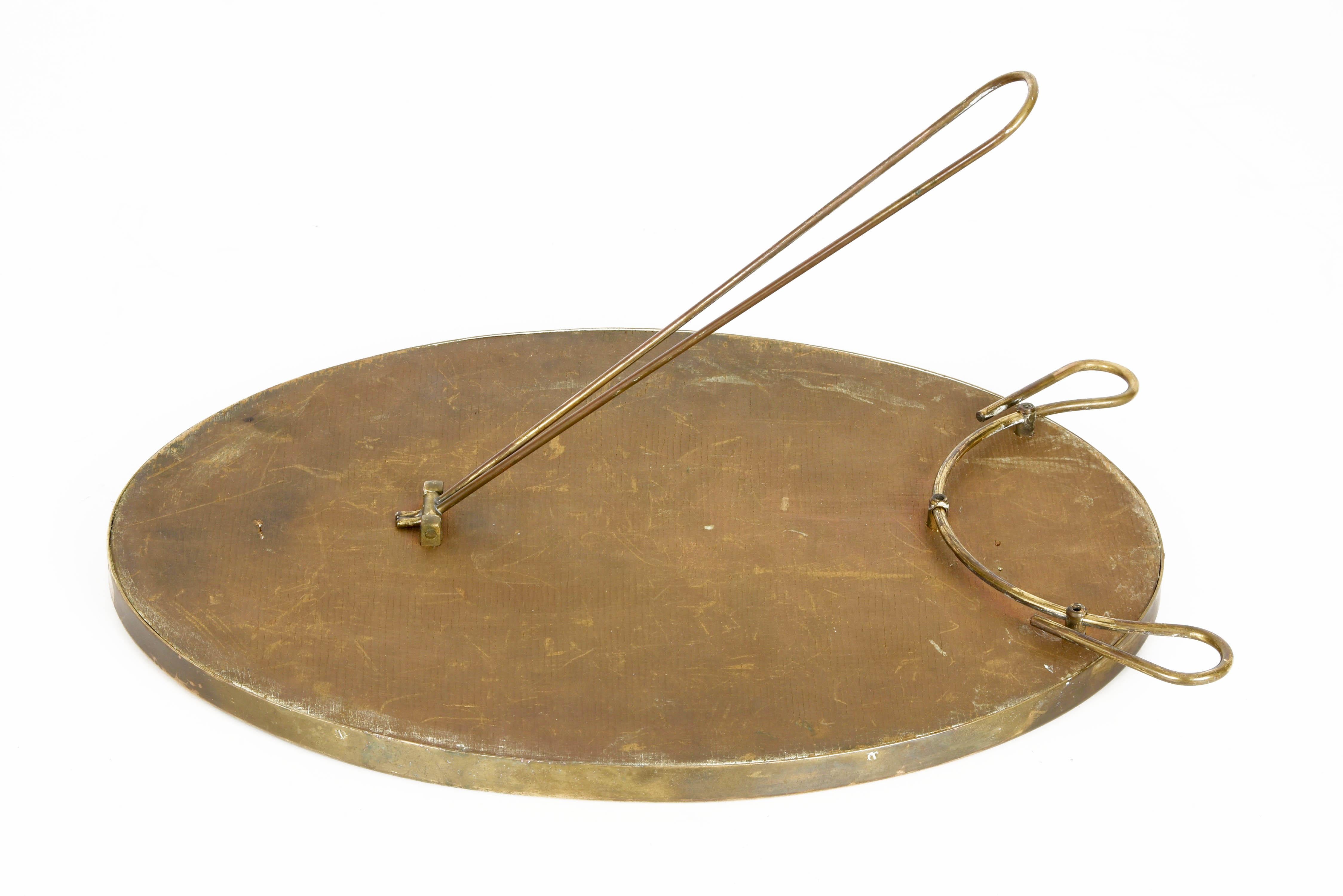 Midcentury Adjustable Vanity Italian Oval Table Mirror with Brass Frame, 1950s 9