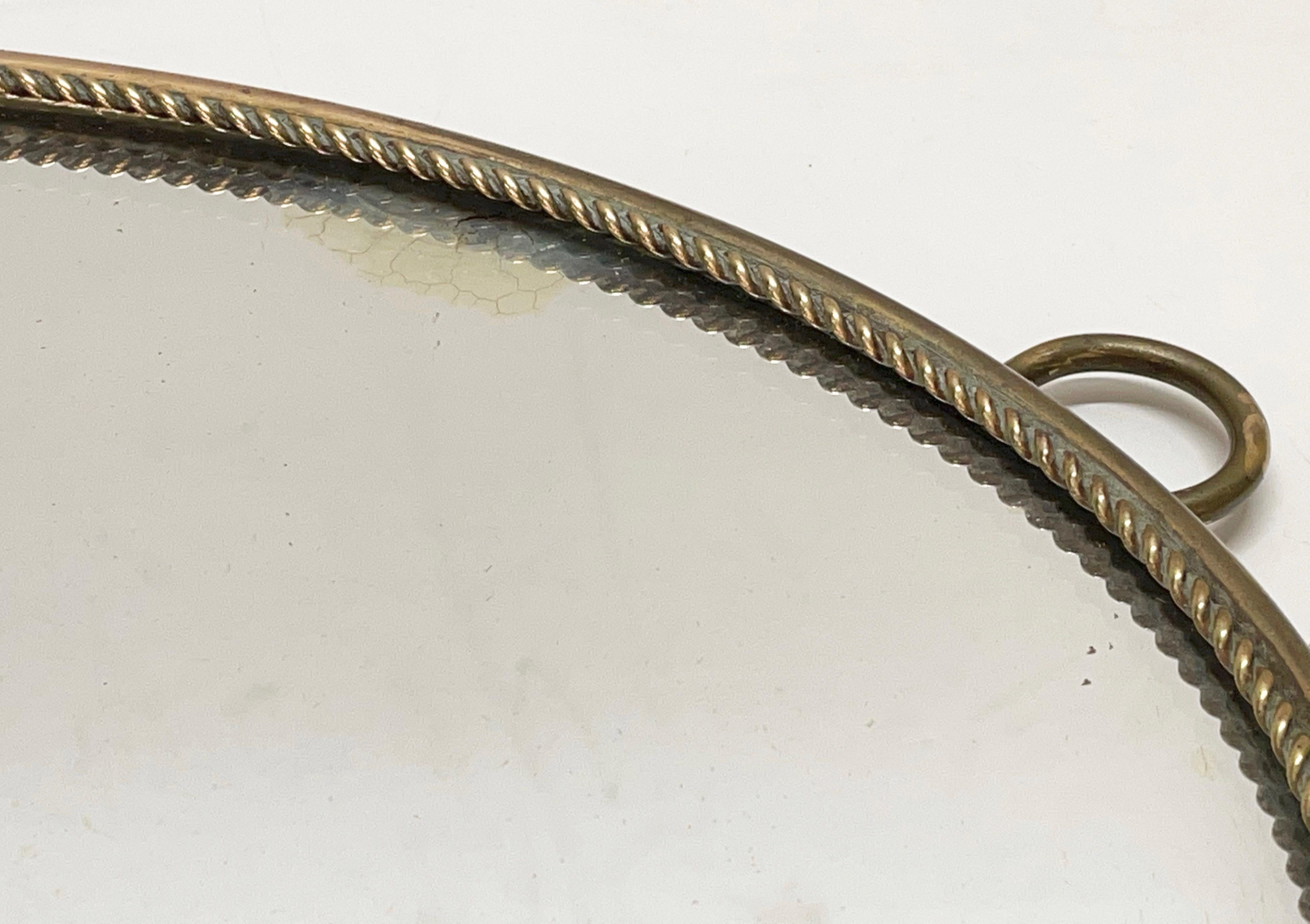 Midcentury Adjustable Vanity Italian Oval Table Mirror with Brass Frame, 1950s 12