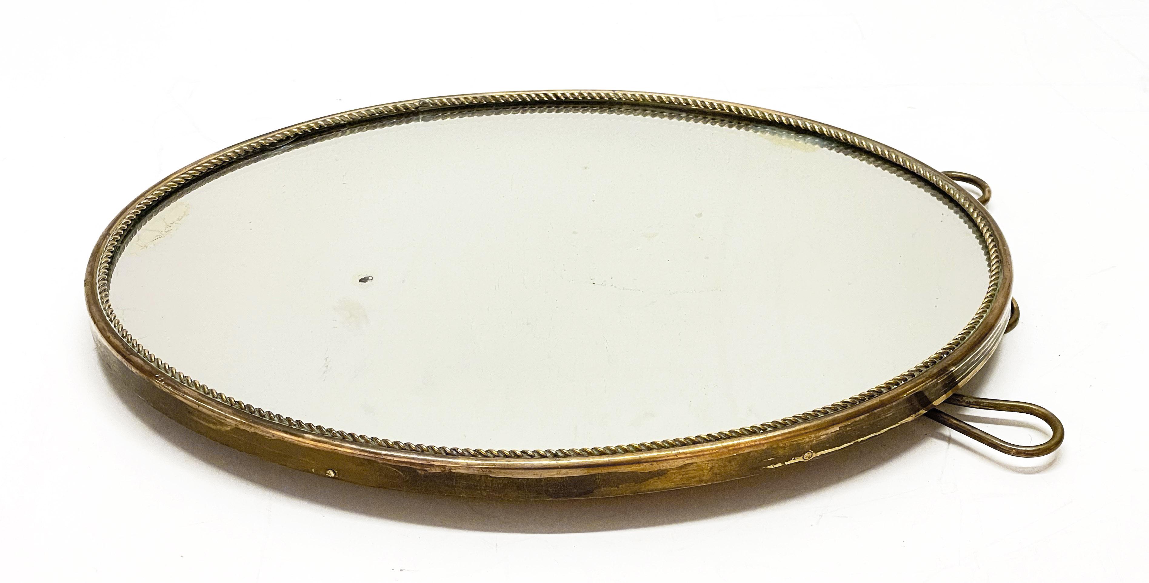 Midcentury Adjustable Vanity Italian Oval Table Mirror with Brass Frame, 1950s 5