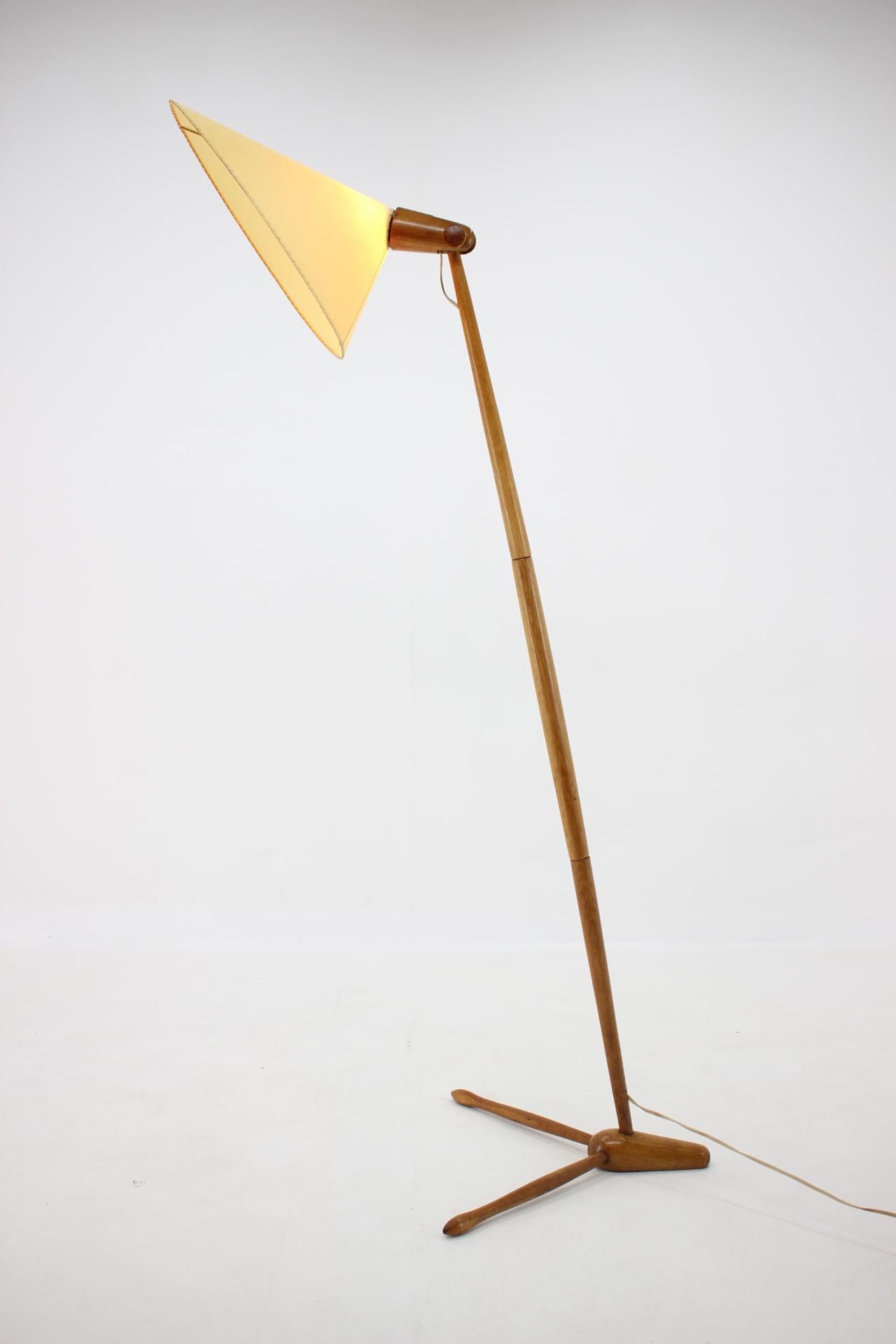 Mid-Century Modern Midcentury Adjustable Wooden Floor Lamp by ULUV / 1950s, Restored