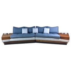 Vintage Midcentury Adrian Pearsall Craft Associates Sectional Sofa with Built-In Tables