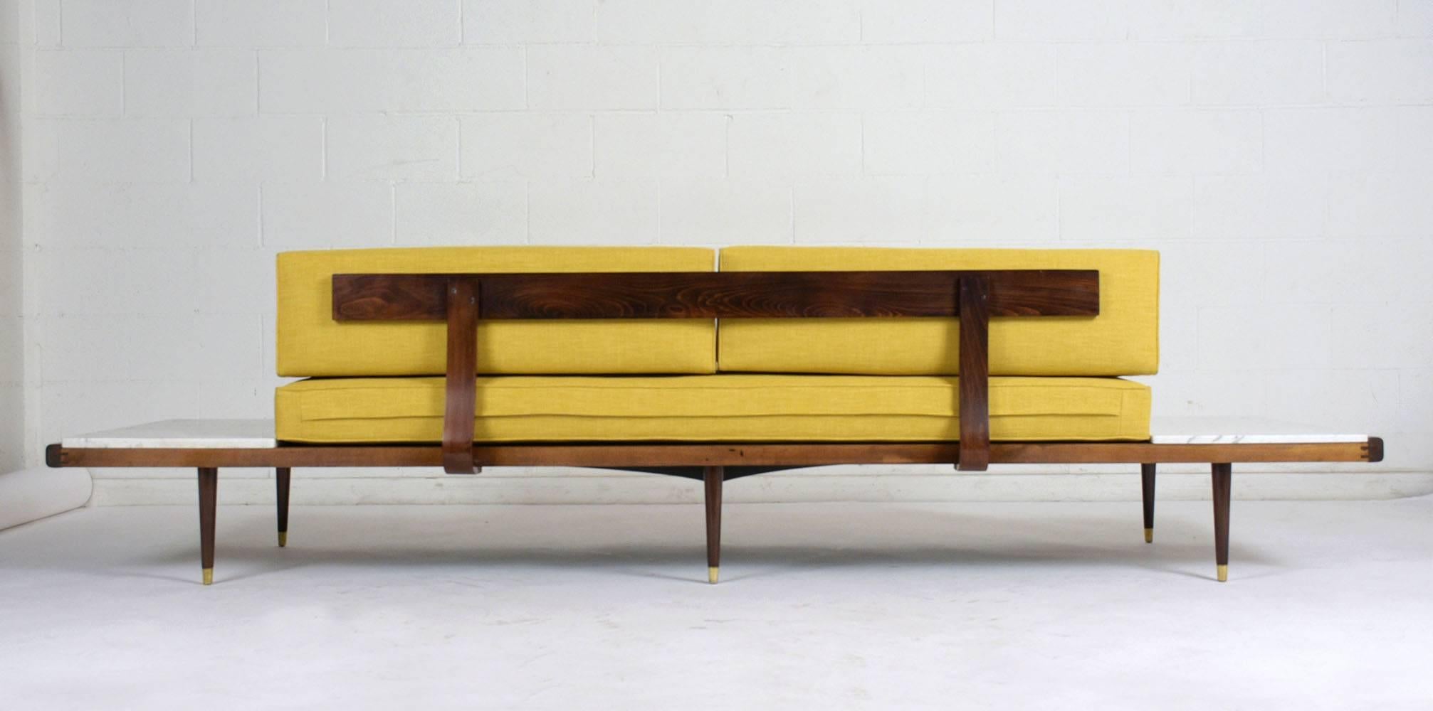 Carved Midcentury Adrian Pearsall Sofa with Side Tables