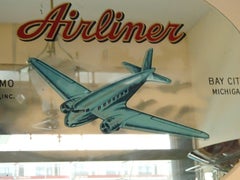 Midcentury Advertising Mirror "Airliner" San Telmo Cigar Co Bay City Michigan