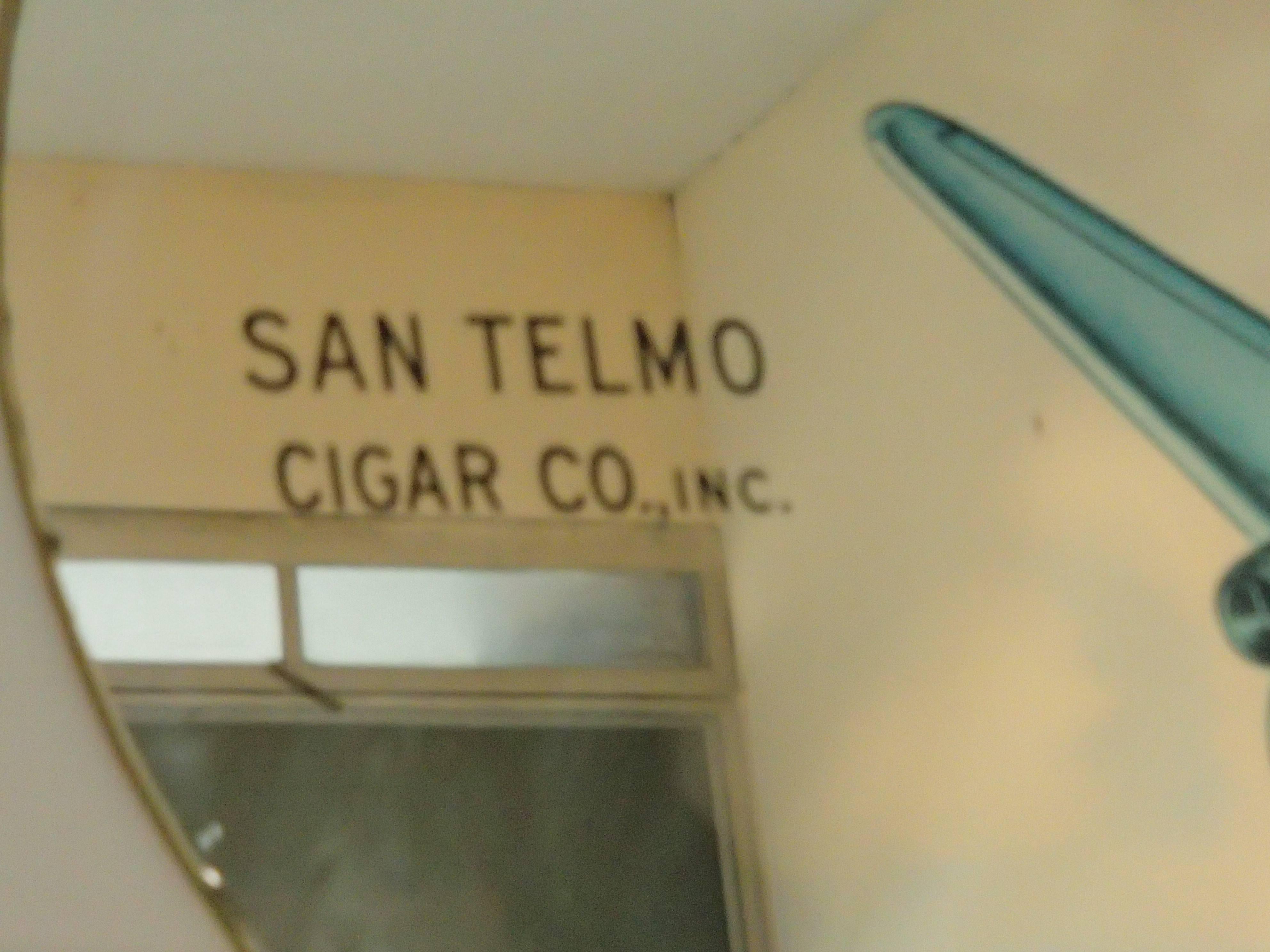Américain Miroir publicitaire du milieu du siècle « Airliner » San Telmo Cigar Co Bay City Michigan en vente