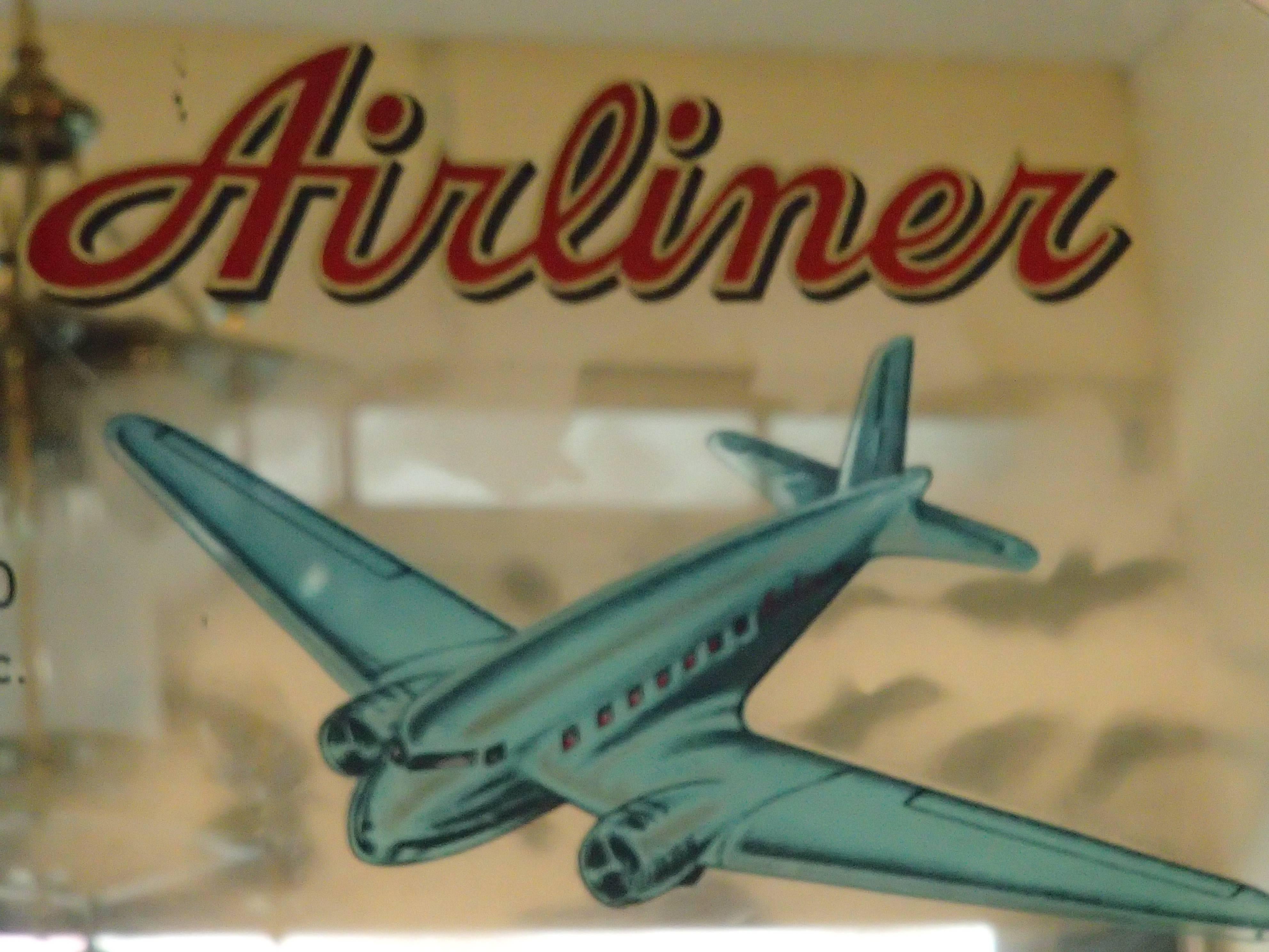 Miroir publicitaire du milieu du siècle « Airliner » San Telmo Cigar Co Bay City Michigan en vente 1