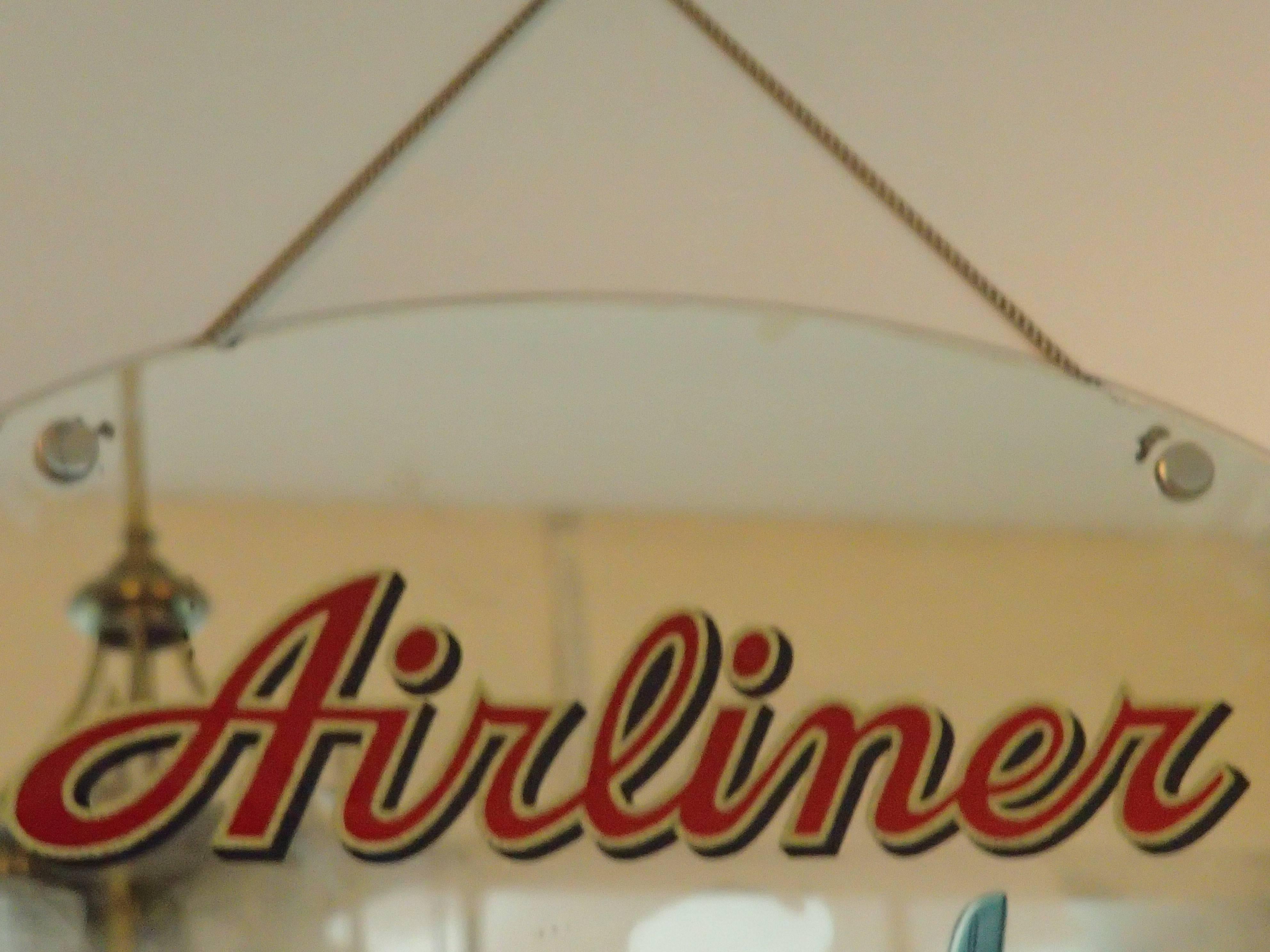 Miroir publicitaire du milieu du siècle « Airliner » San Telmo Cigar Co Bay City Michigan en vente 2