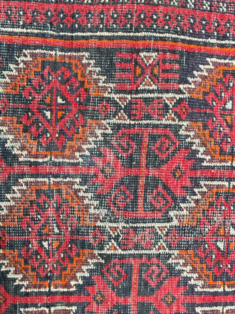 Bobyrug’s Midcentury Afghan Balutch Rug In Fair Condition For Sale In Saint Ouen, FR