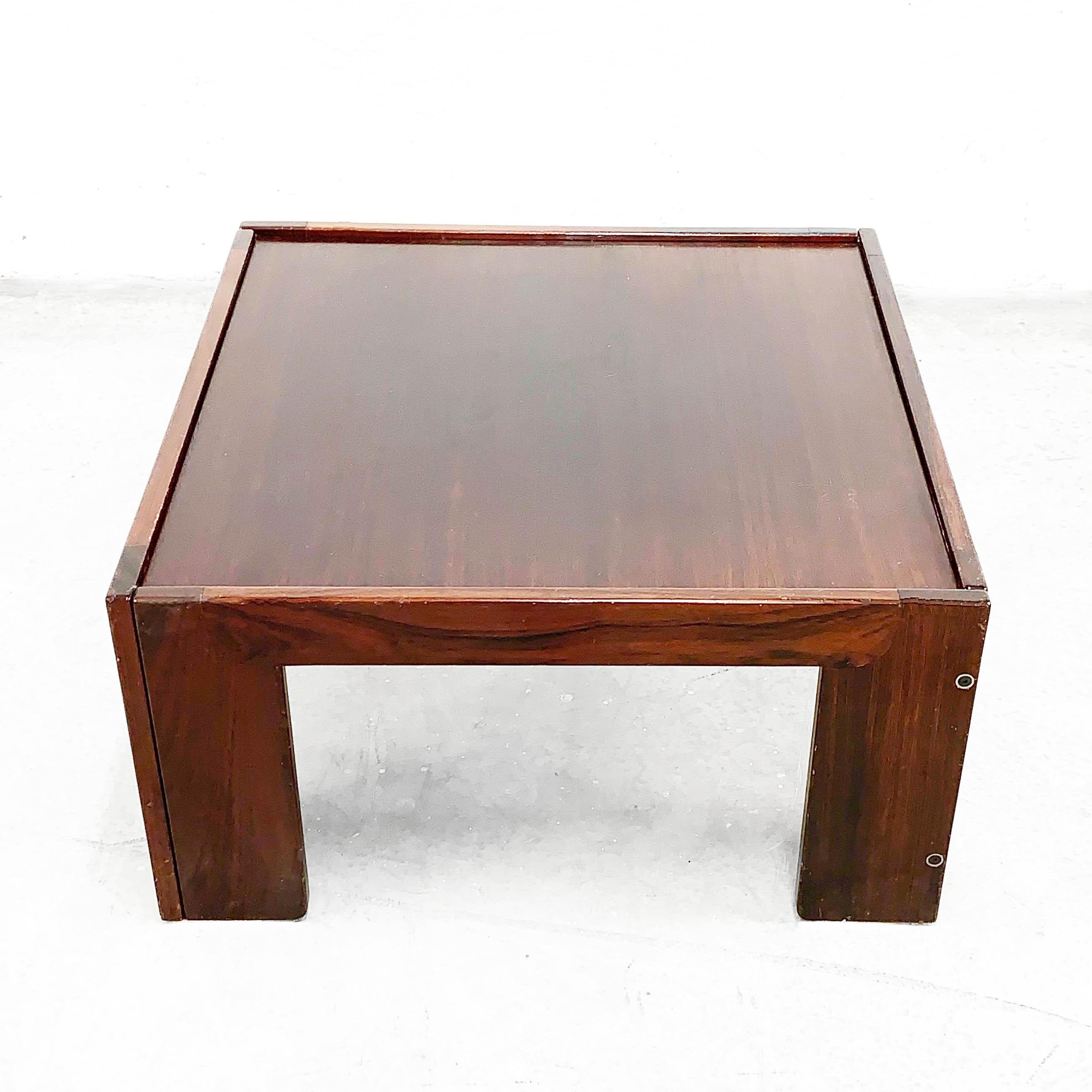 Midcentury Afra and Tobia Scarpa Wood Italian Squared Table for Cassina 1965 In Fair Condition For Sale In Roma, IT