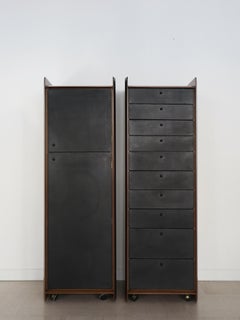 Commode de rangement en bois et cuir Afra & Tobia Scarpa pour Maxalto, milieu de siècle