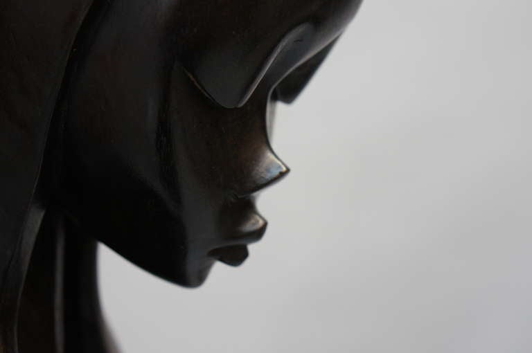 African Madonna and Child Hand-Carved Wooden Sculpture by Makengo B, Congo For Sale 2