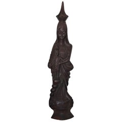 Midcentury African Hand Carved Wood Sculpture of Maria with Child