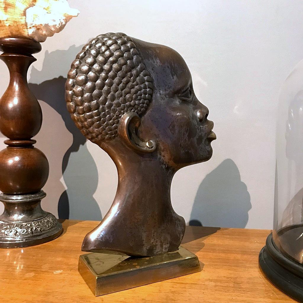 Afrikanische Frauen-Bronzekopf-Skulptur aus der Mitte des Jahrhunderts, Österreich, 1950er Jahre (Österreichisch)