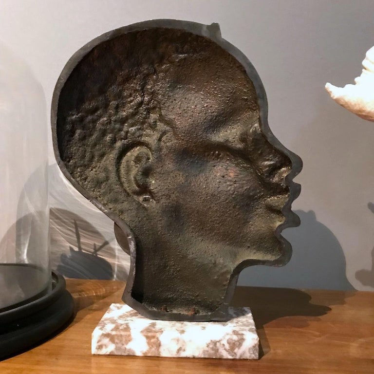 Midcentury African Woman Bronze Head Sculpture, Austria, 1950s For Sale