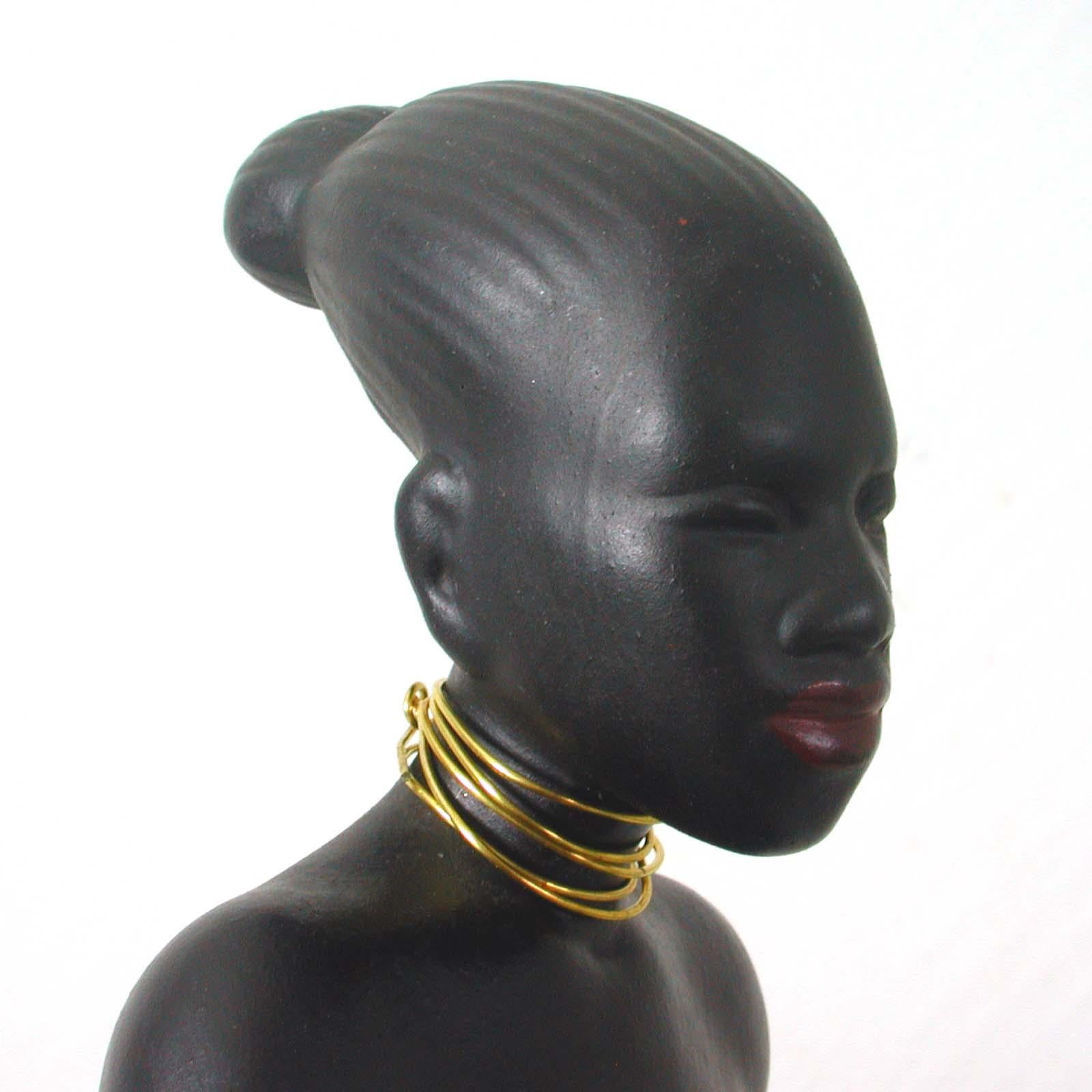 Mid-Century Modern Midcentury African Woman Figurine by Albert Strunz for Cortendorf, 1950s For Sale