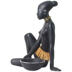 Midcentury African Woman Figurine by Albert Strunz for Cortendorf, 1950s