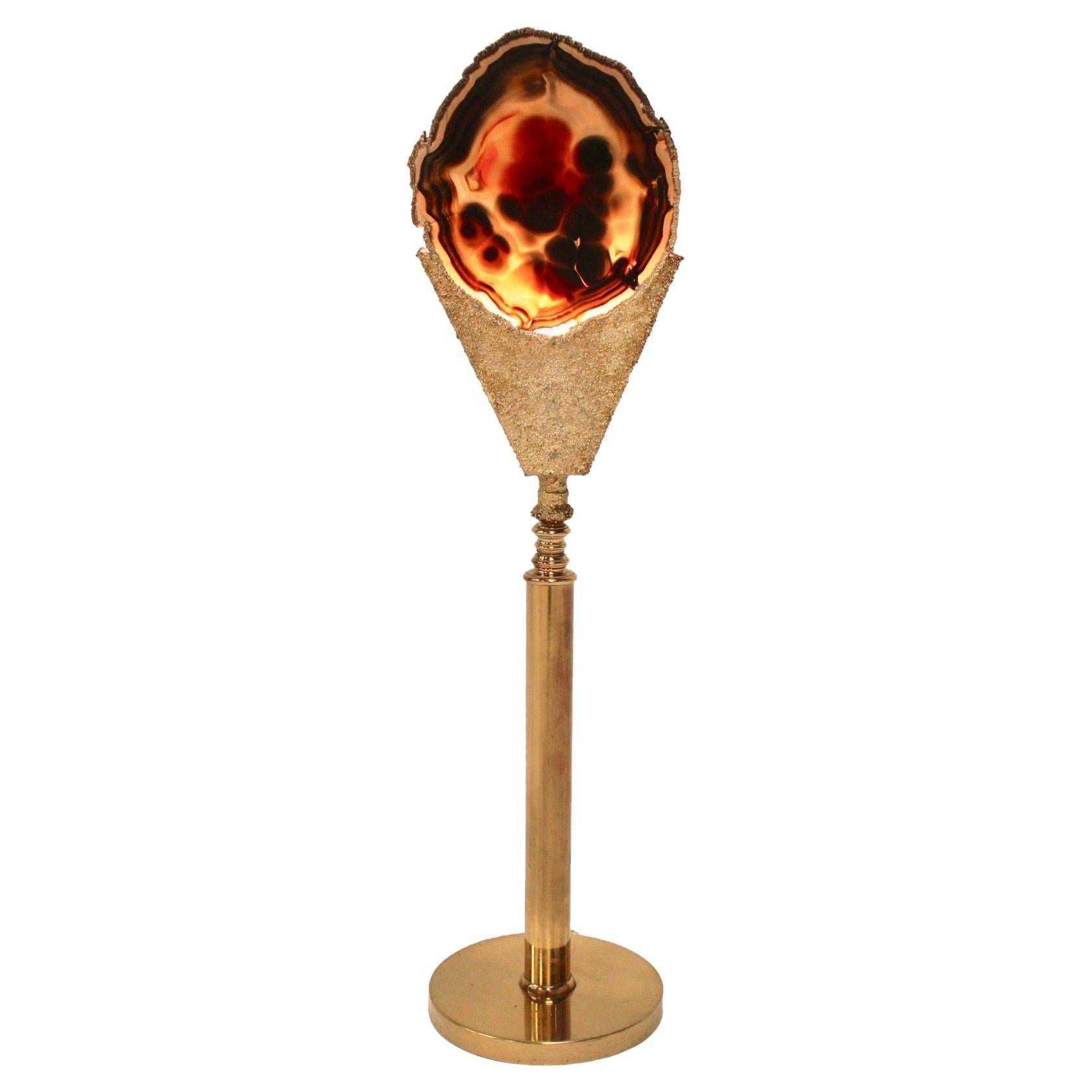 Midcentury Agate Floor or Table Lamp, Spain, 1970s For Sale