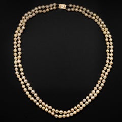 Midcentury Akoya Pearl Double Strand Necklace Ming's
