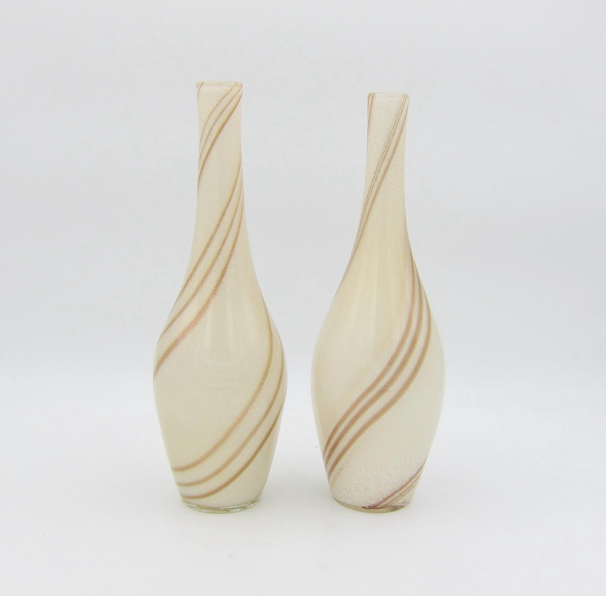 Mid-Century Modern Midcentury Alfredo Barbini Italian Murano Glass Vases