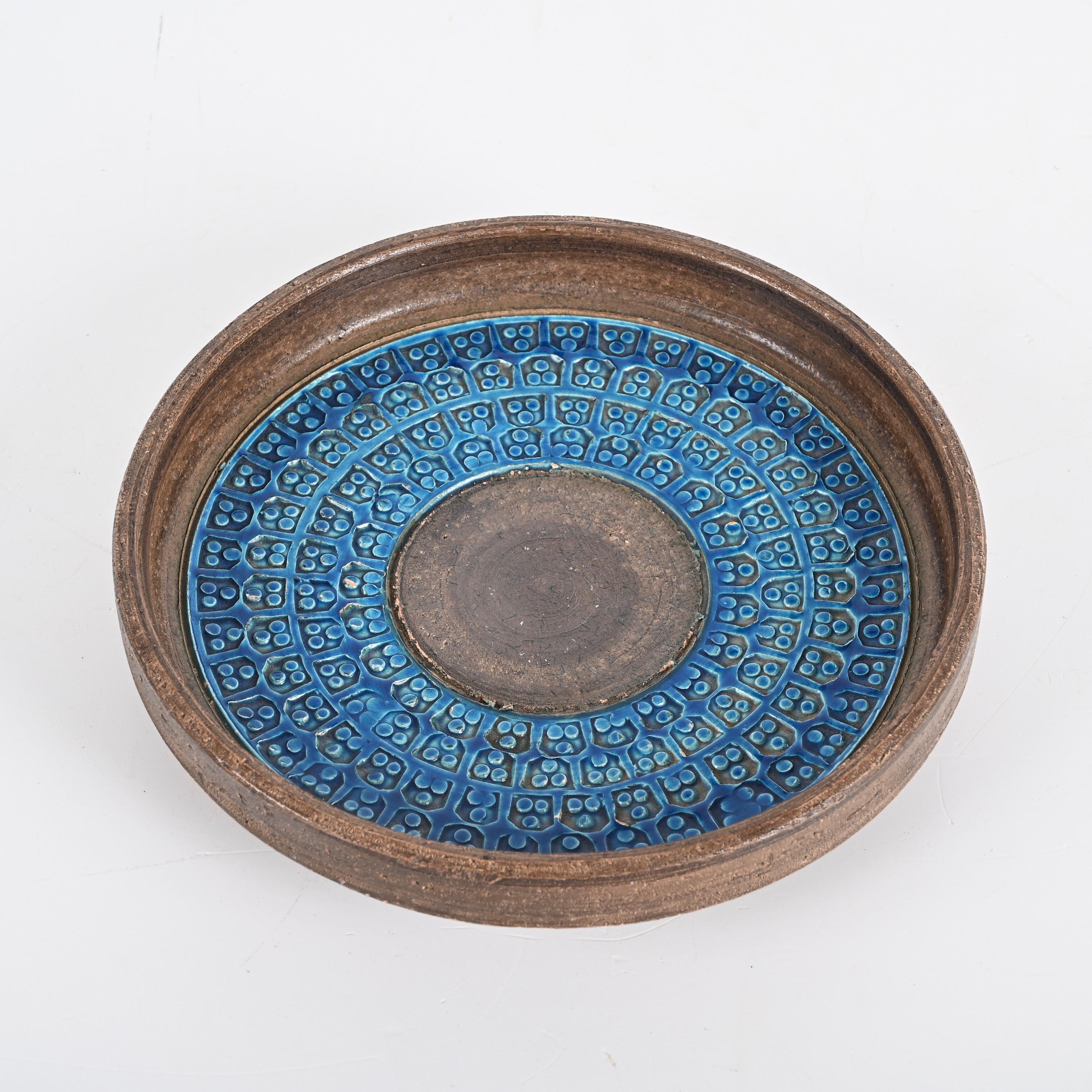 Centro de mesa italiano de cerámica azul de mediados de siglo Aldo Londi para Bitossi, años 60 Italiano en venta