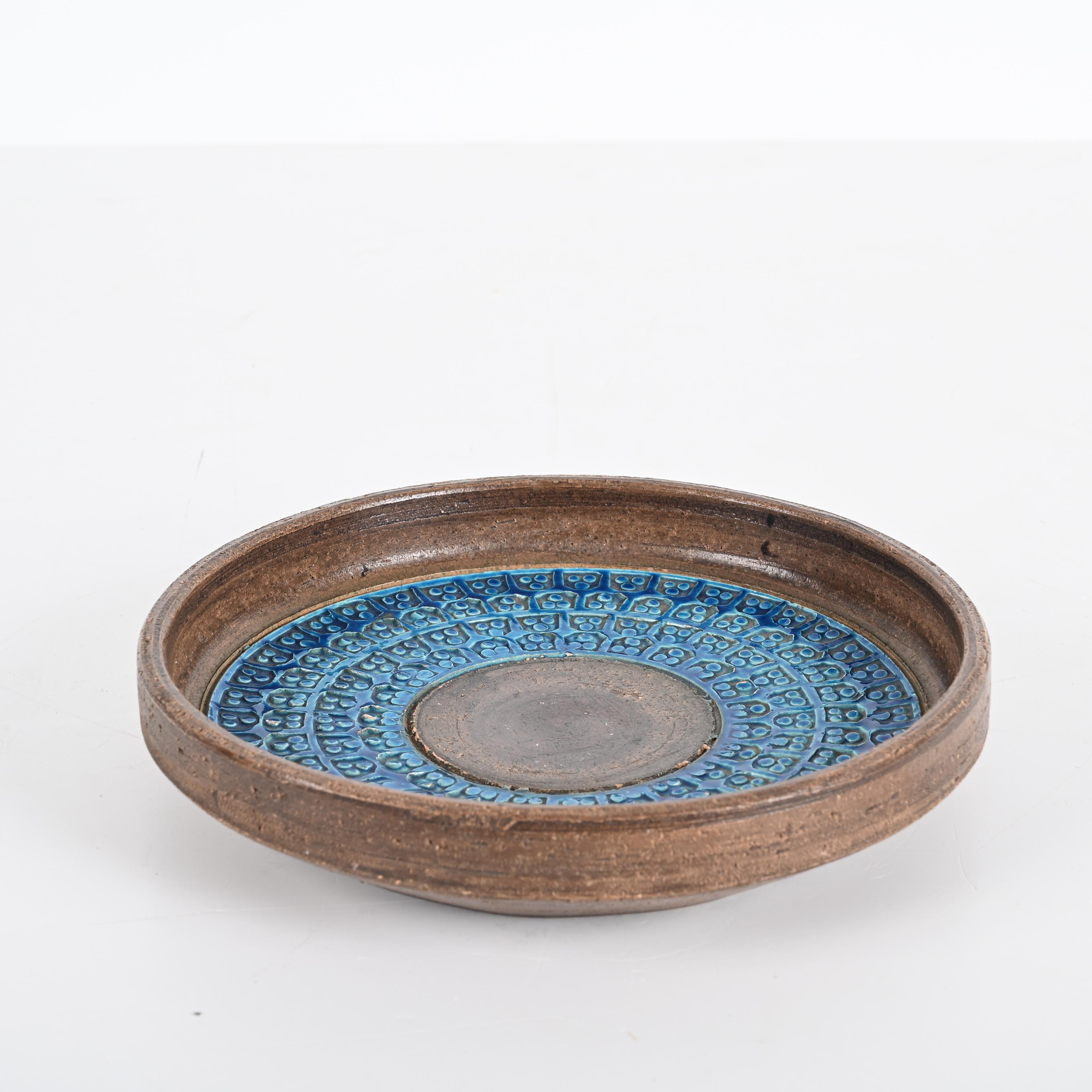 Centro de mesa italiano de cerámica azul de mediados de siglo Aldo Londi para Bitossi, años 60 en Bueno estado para la venta en Roma, IT