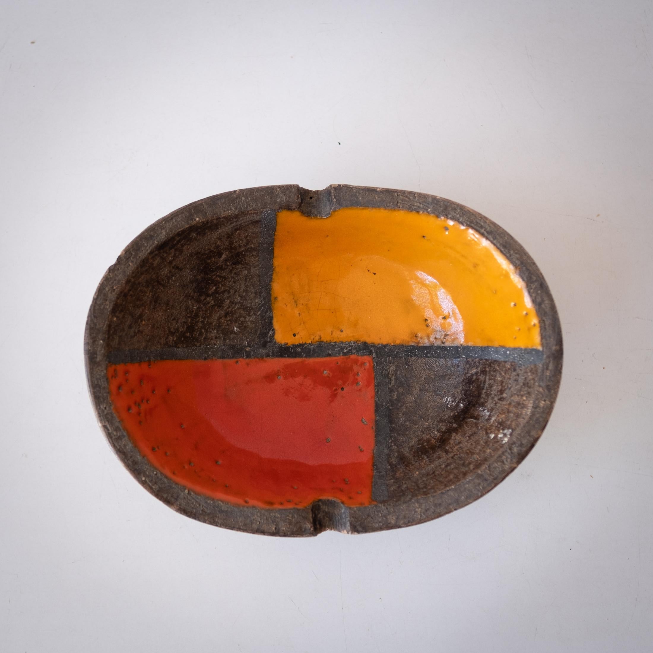 Mid-Century Aldo Londi for Bitossi Geometric Ceramic Ashtray, Italy, 1960s For Sale 1