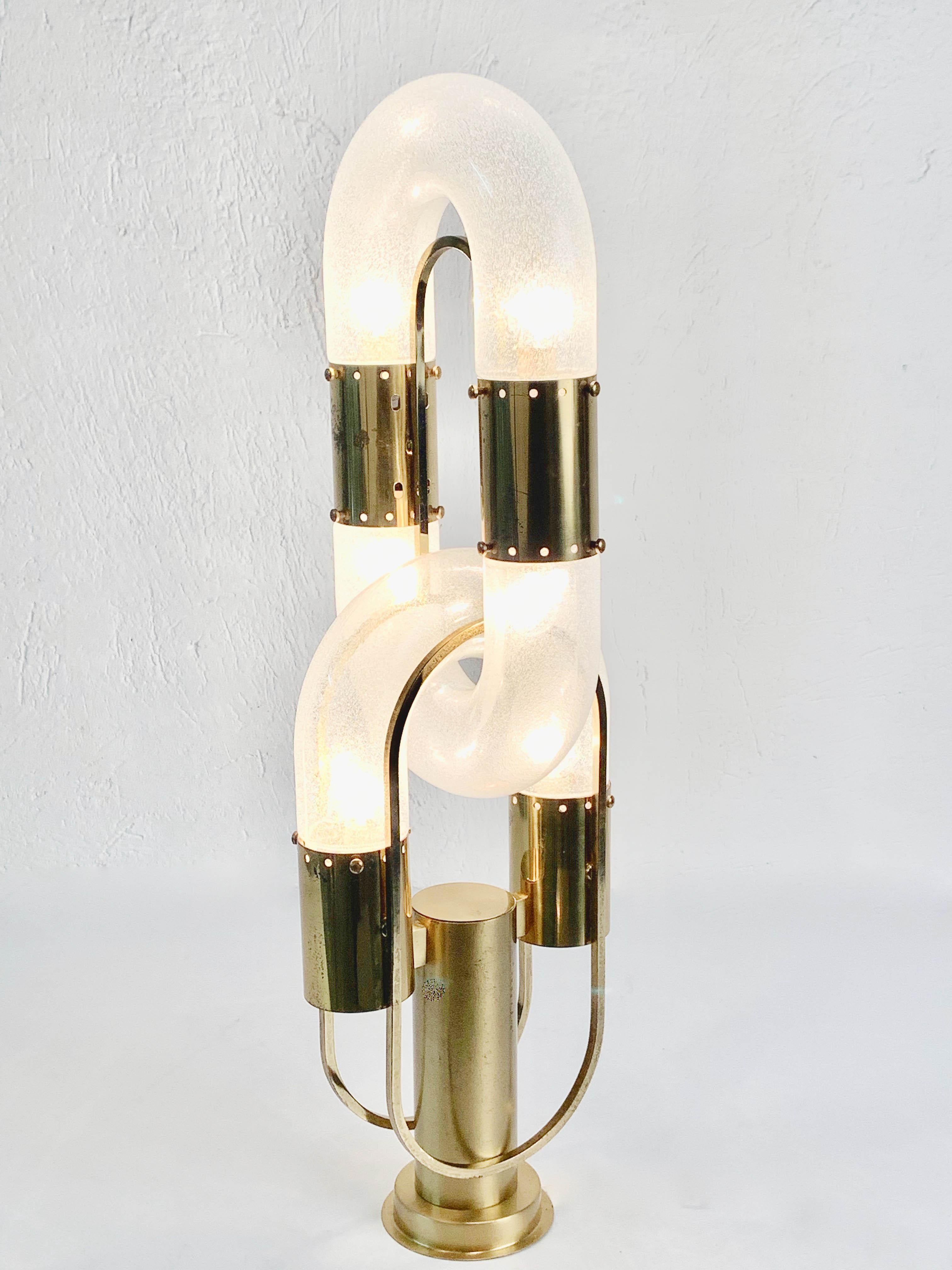 Midcentury Aldo Nason Murano Glass and Brass Italian Chandelier, Mazzega, 1970s 13