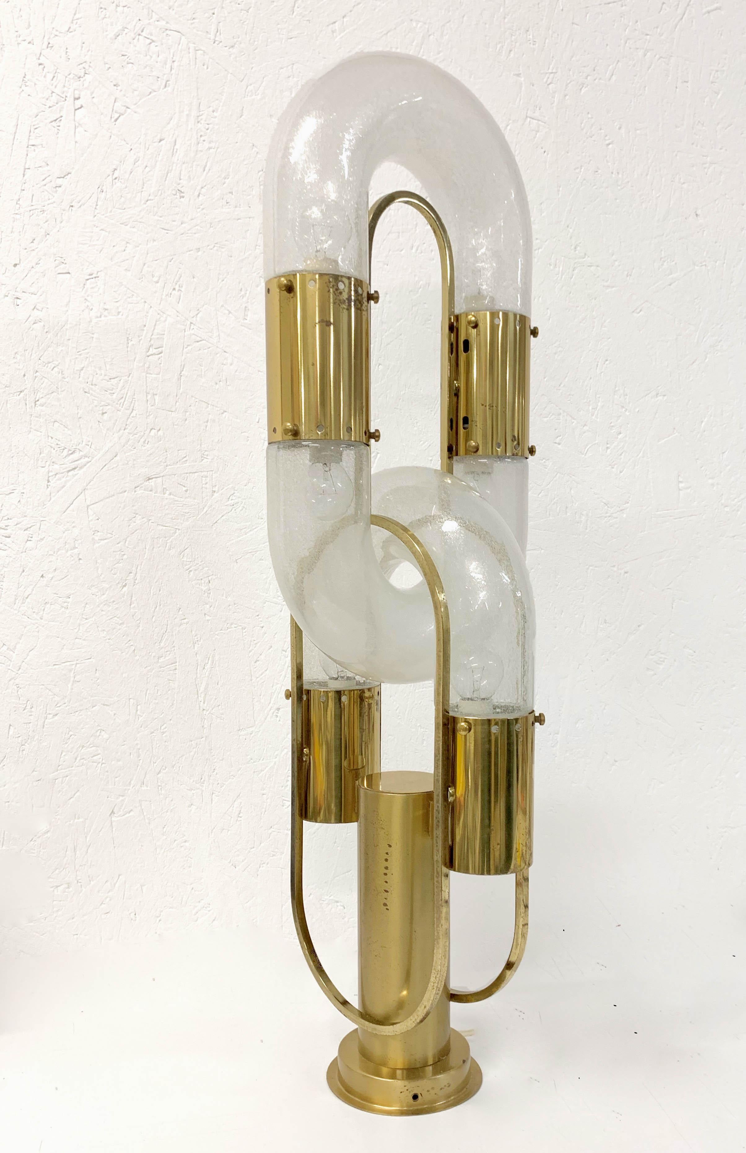 Midcentury Aldo Nason Murano Glass and Brass Italian Chandelier, Mazzega, 1970s 14