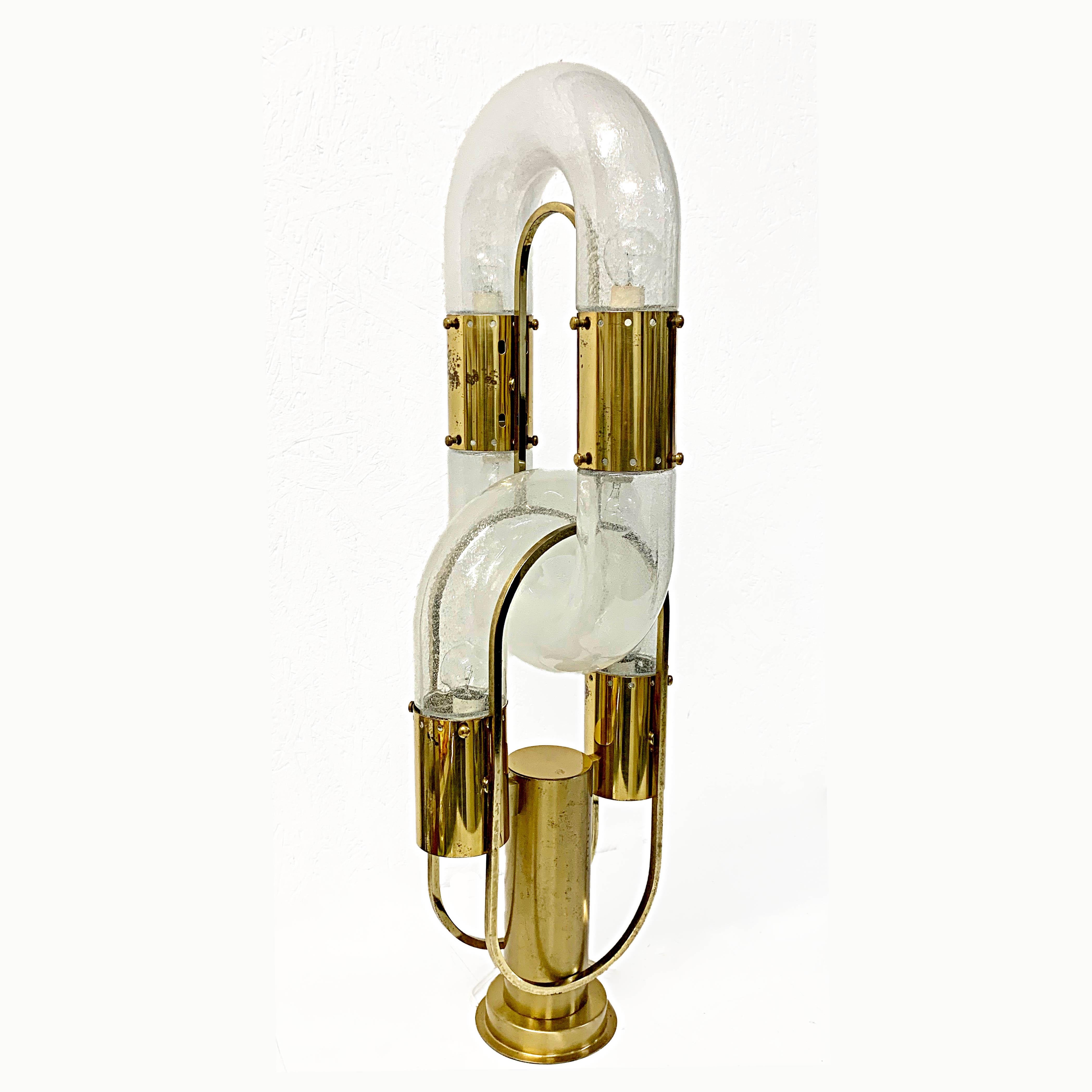 Midcentury Aldo Nason Murano Glass and Brass Italian Chandelier, Mazzega, 1970s 2