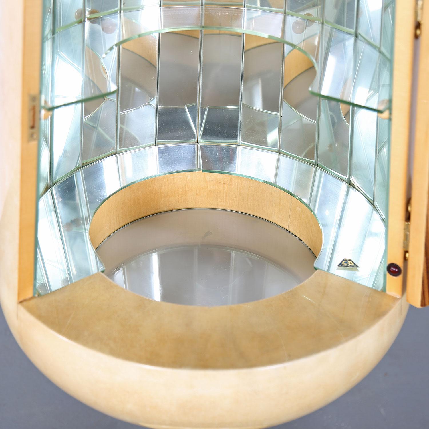 Midcentury Aldo Tura Calice Goatskin Illuminated Dry Bar Cabinet Ice Bucket  For Sale 3