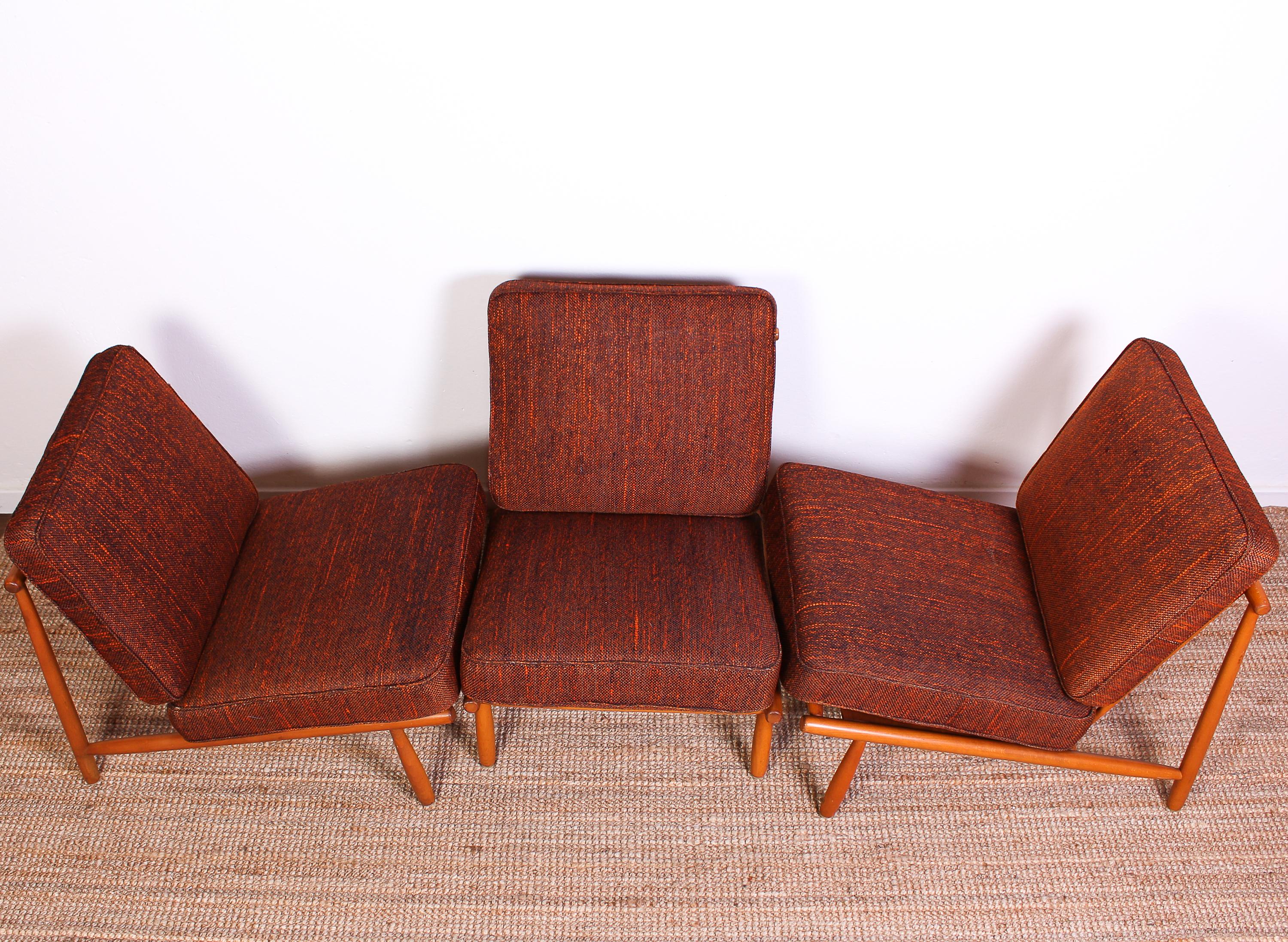 Beech Midcentury Alf Svensson Easy Chairs by DUX, 1950s