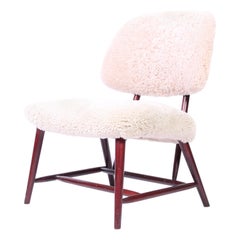 Midcentury Alf Svensson "TeVe" Easy Chair in Sheepskin, 1950s