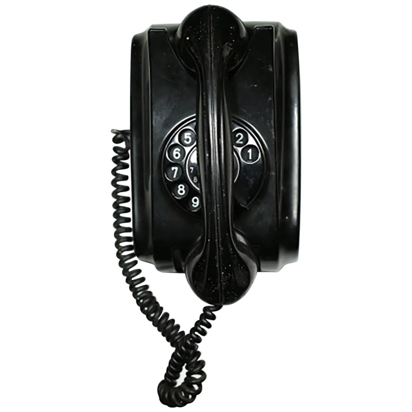 Midcentury All Bakelite Rotarty Dial Dutch Telephone, circa 1950s