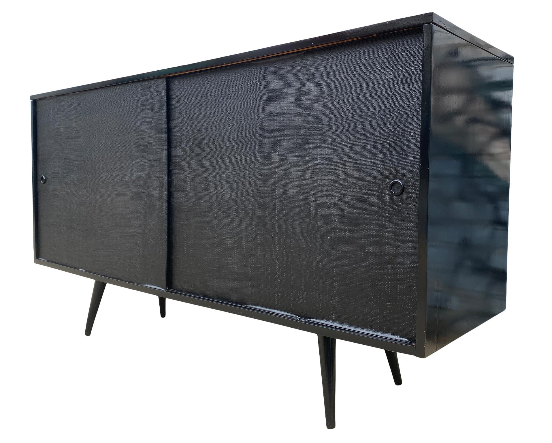 Midcentury All Black Credenza Paul McCobb Planner Group #1514 Black Lacquer For Sale 2